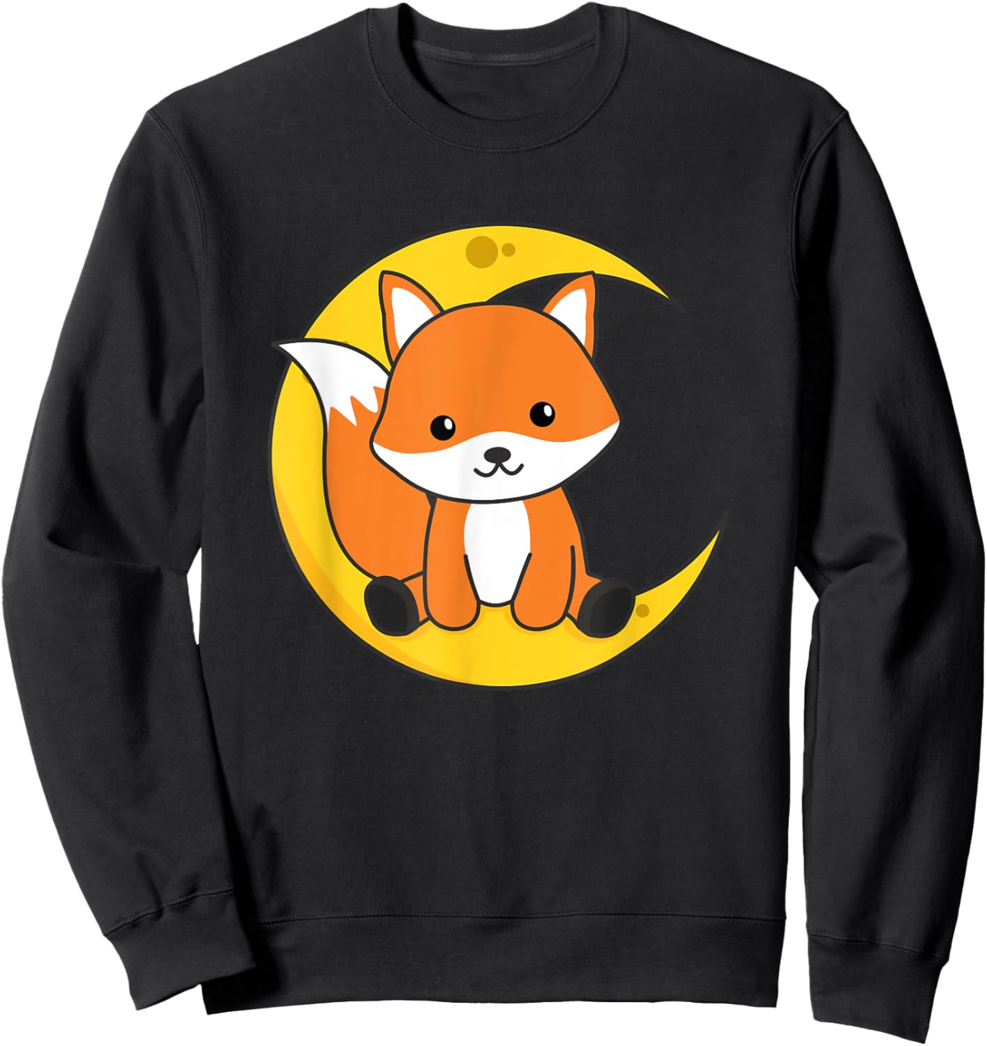 Cute Fox To Fall Asleep Fox Moon Sweatshirt - Sweatshirt | Black