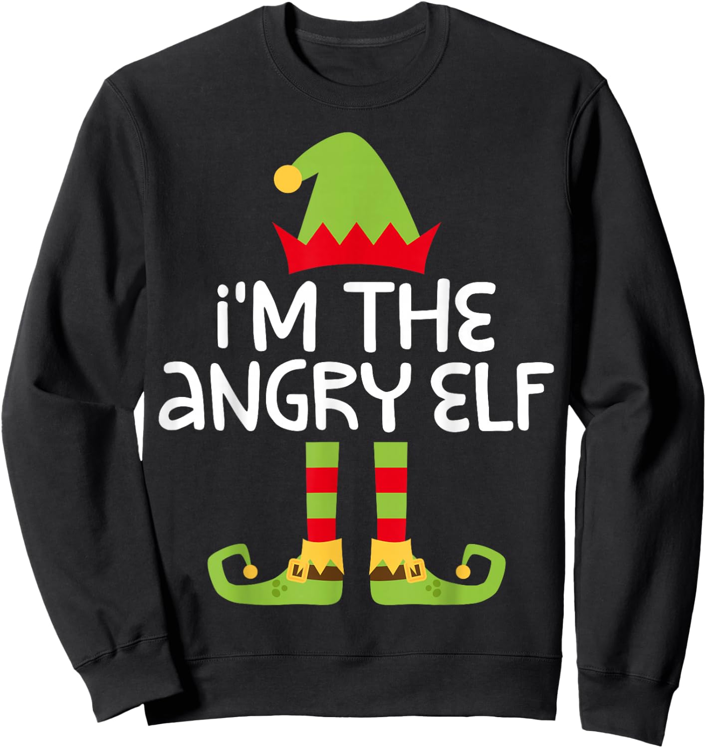 I'm The Angry Elf Shirt Adult Kids Matching Christmas Elf Sweatshirt - Sweatshirt | Black