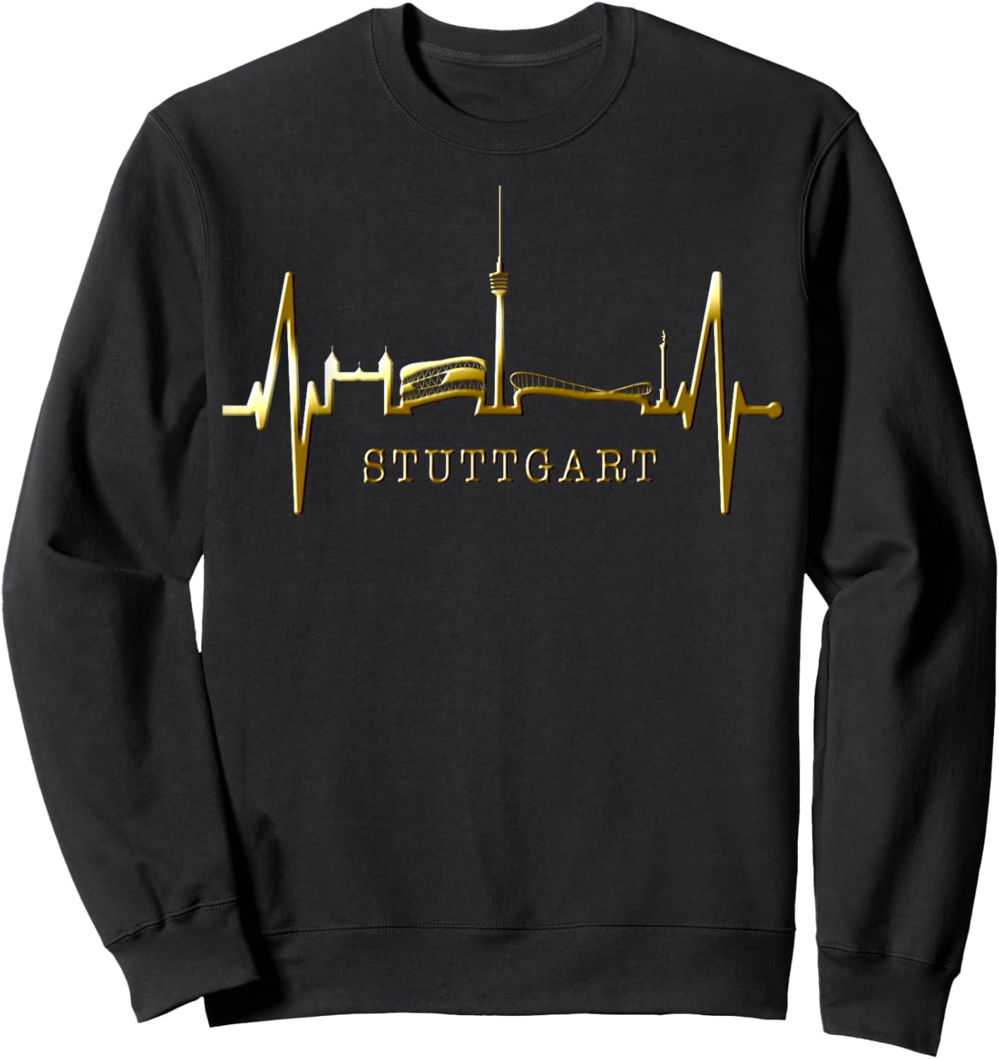 Stuttgart Skyline Herzschlag Fan Herz Liebe I Love Stuttgart Sweatshirt - Sweatshirt | Black