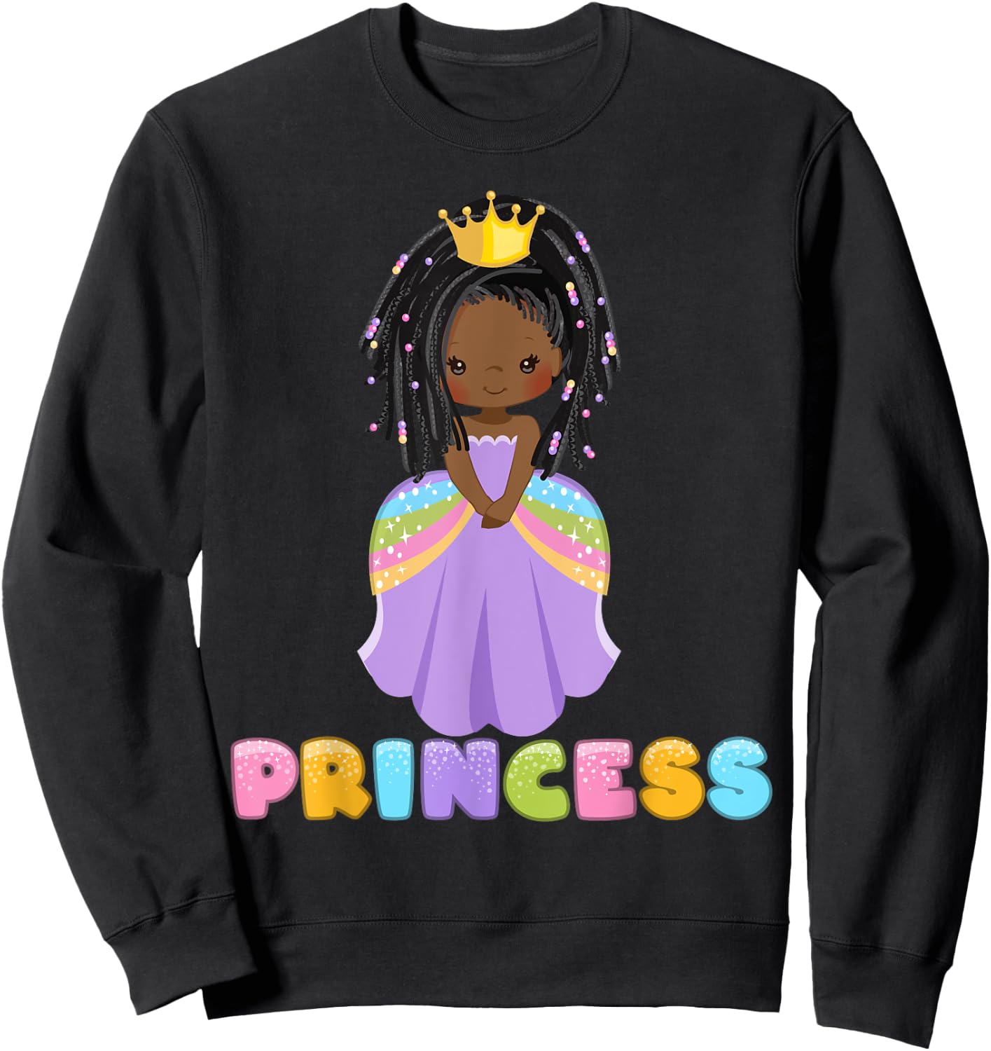 African American Girl Princess Black Cute Princess Toddler Sweatshirt - Sweatshirt | Black