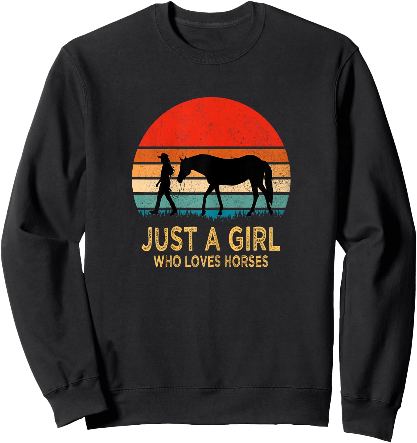 Just a Girl Who Loves Horses Gift Sweatshirt - Sweatshirt | Black
