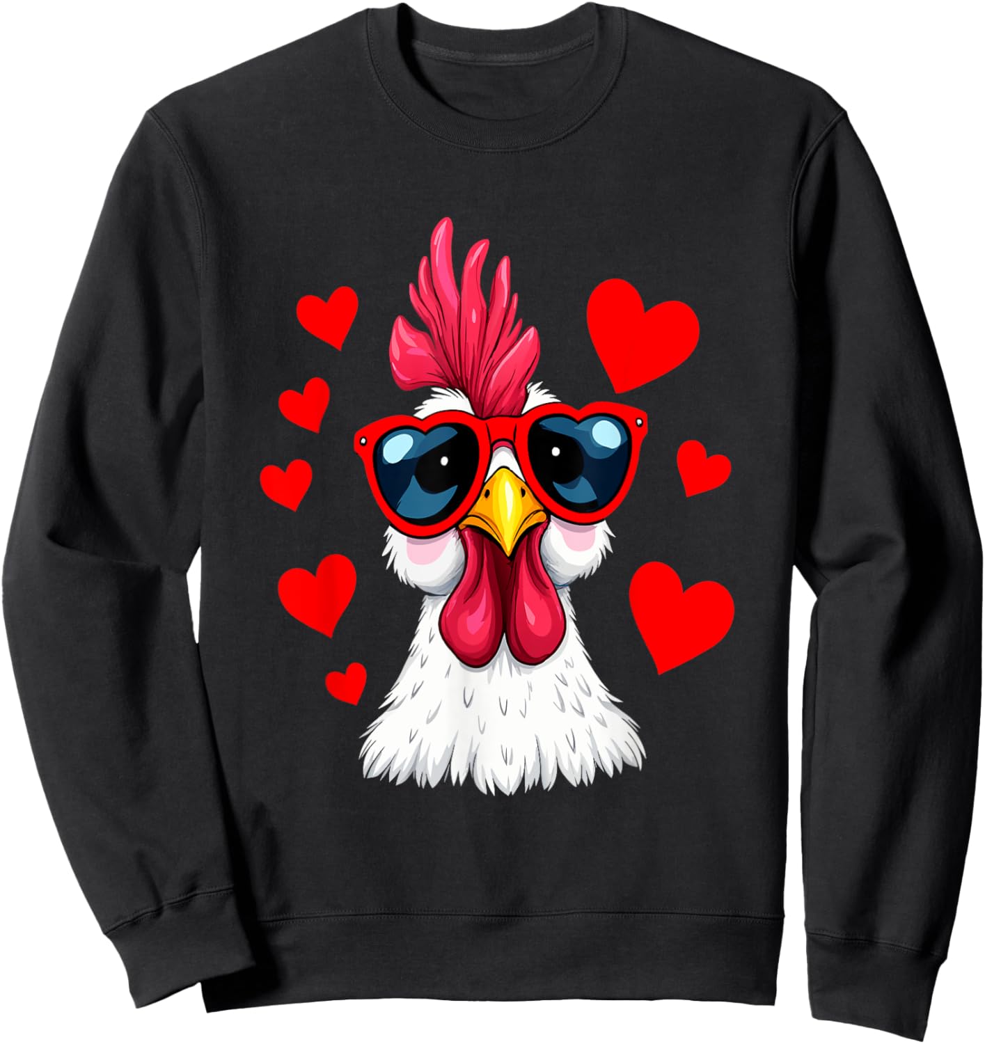 Funny Chicken Valentines Day Heart Chicken Couple Sweatshirt - Sweatshirt | Black