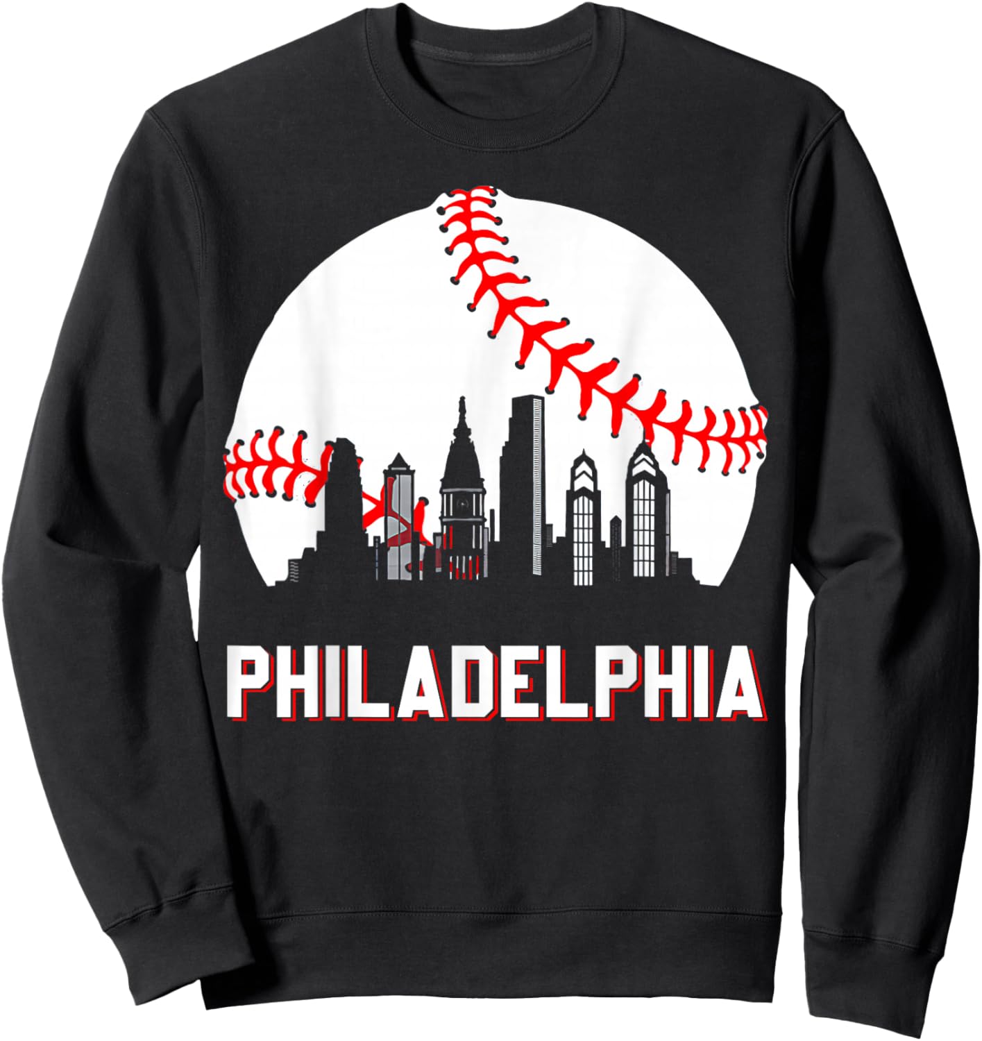 Vintage Distressed Philly Baseball Lovers Sweatshirt - Sweatshirt | Black