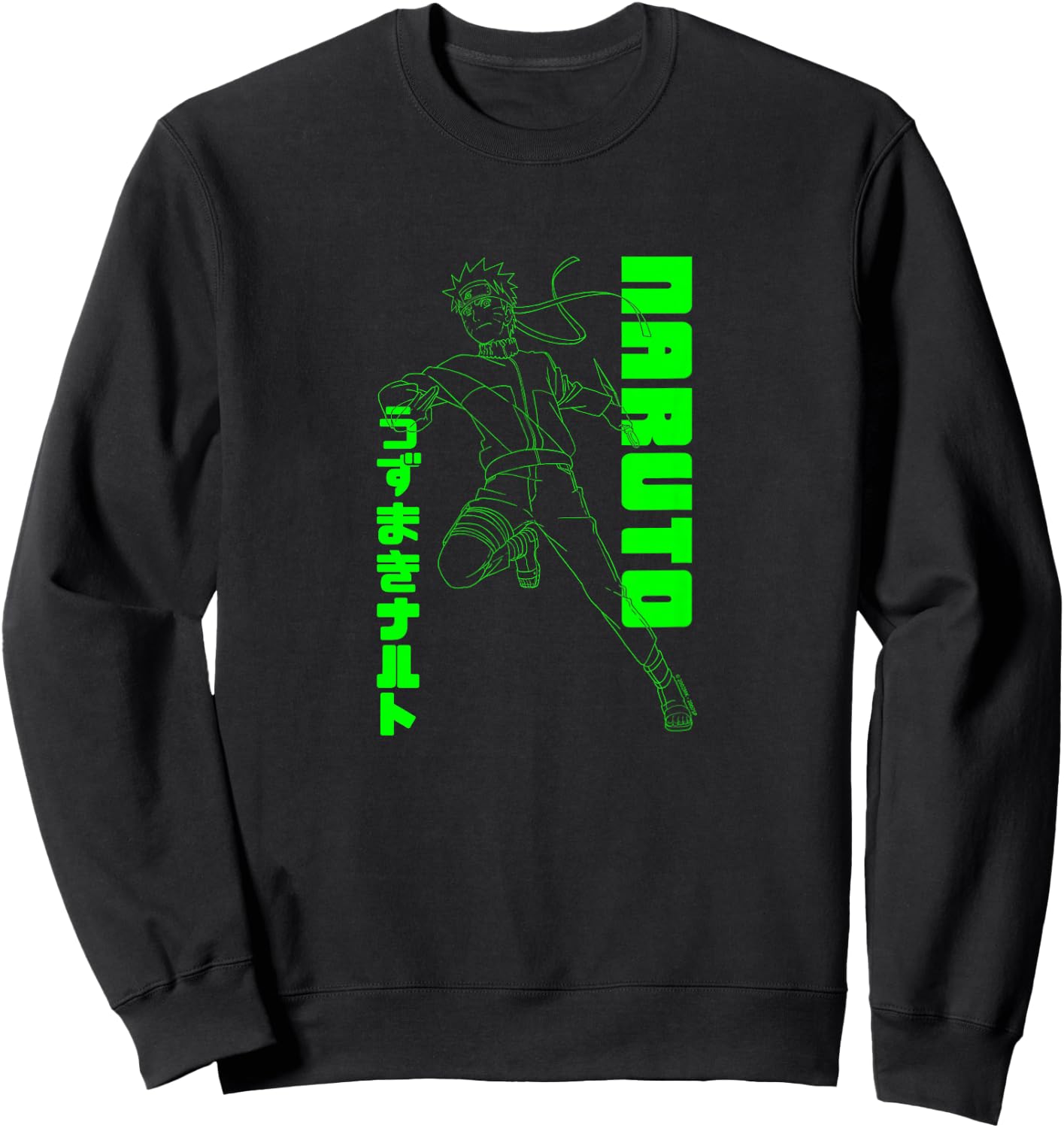 Naruto Shippuden Naruto Neon Green Outline Anime Sweatshirt - Sweatshirt | Black