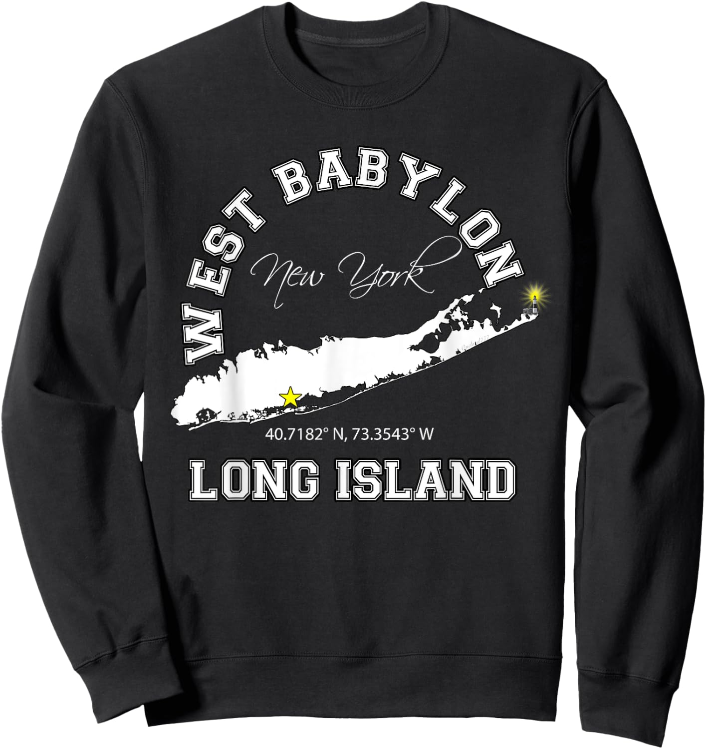 West Babylon Long Island NY Varsity Letter Style Sweatshirt - Sweatshirt | Black