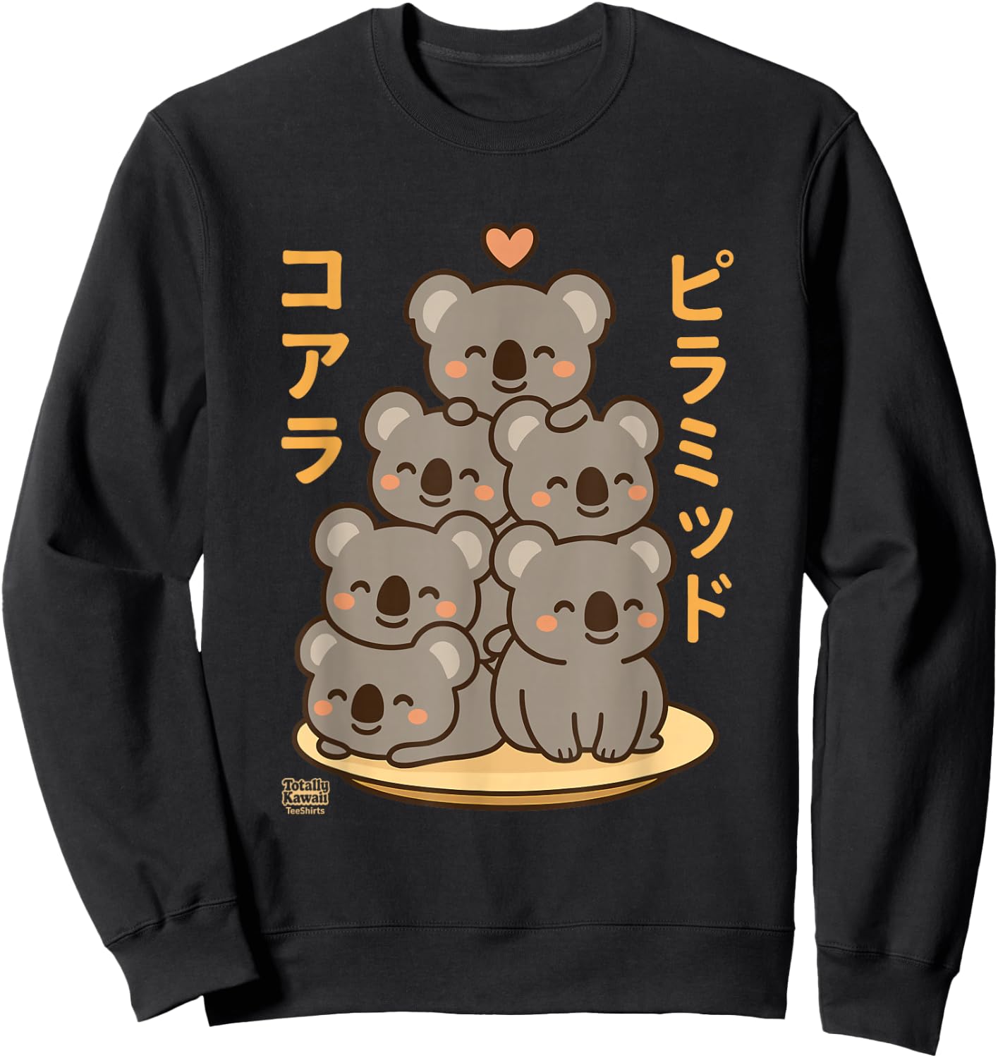 Kawaii Koala Pyramid Anime Japanese Letters Cute Sweatshirt - Sweatshirt | Black