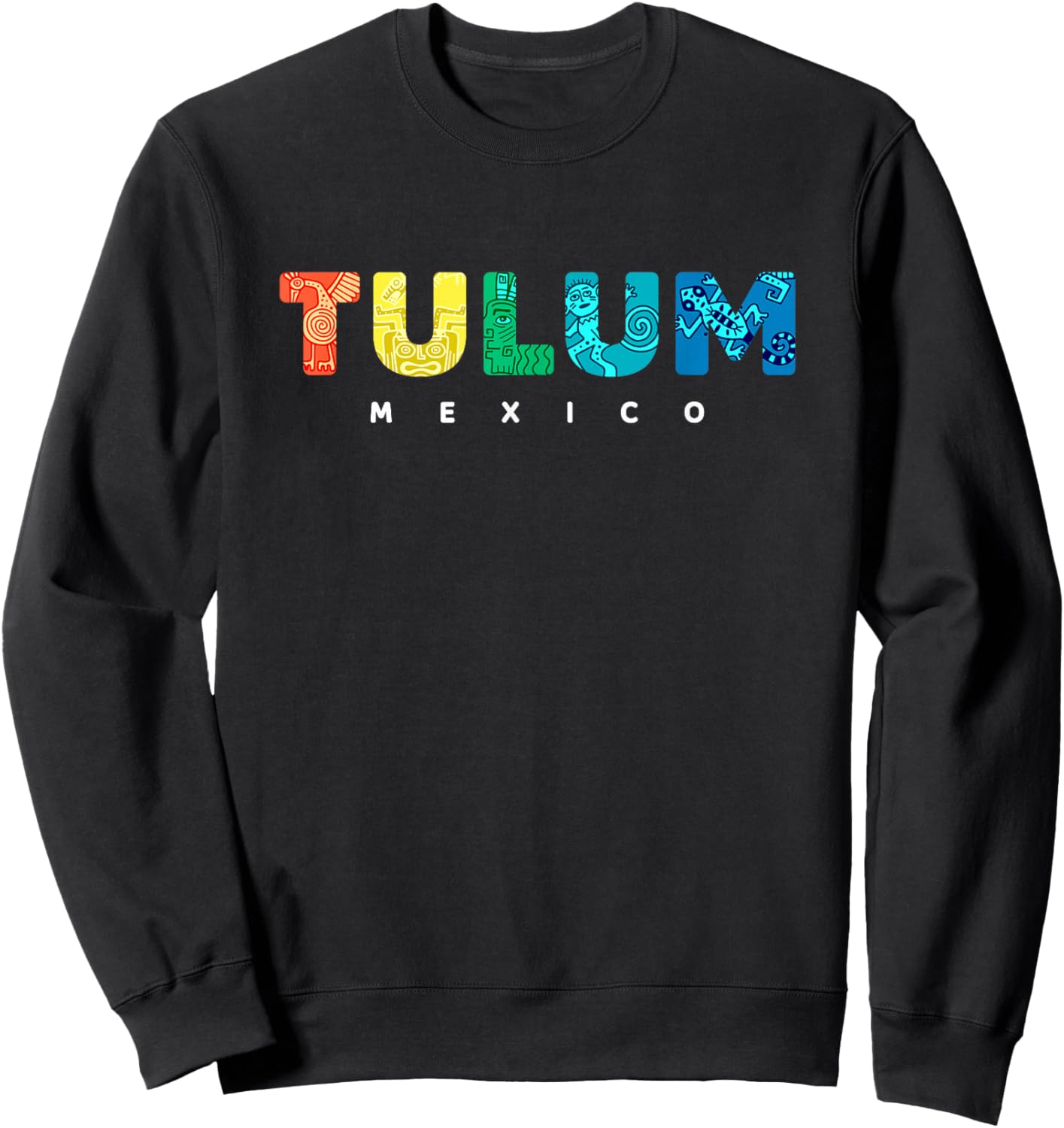 Tulum Mexico Colorful Mayan Tribal Souvenir Boys Girls Sweatshirt - Sweatshirt | Black