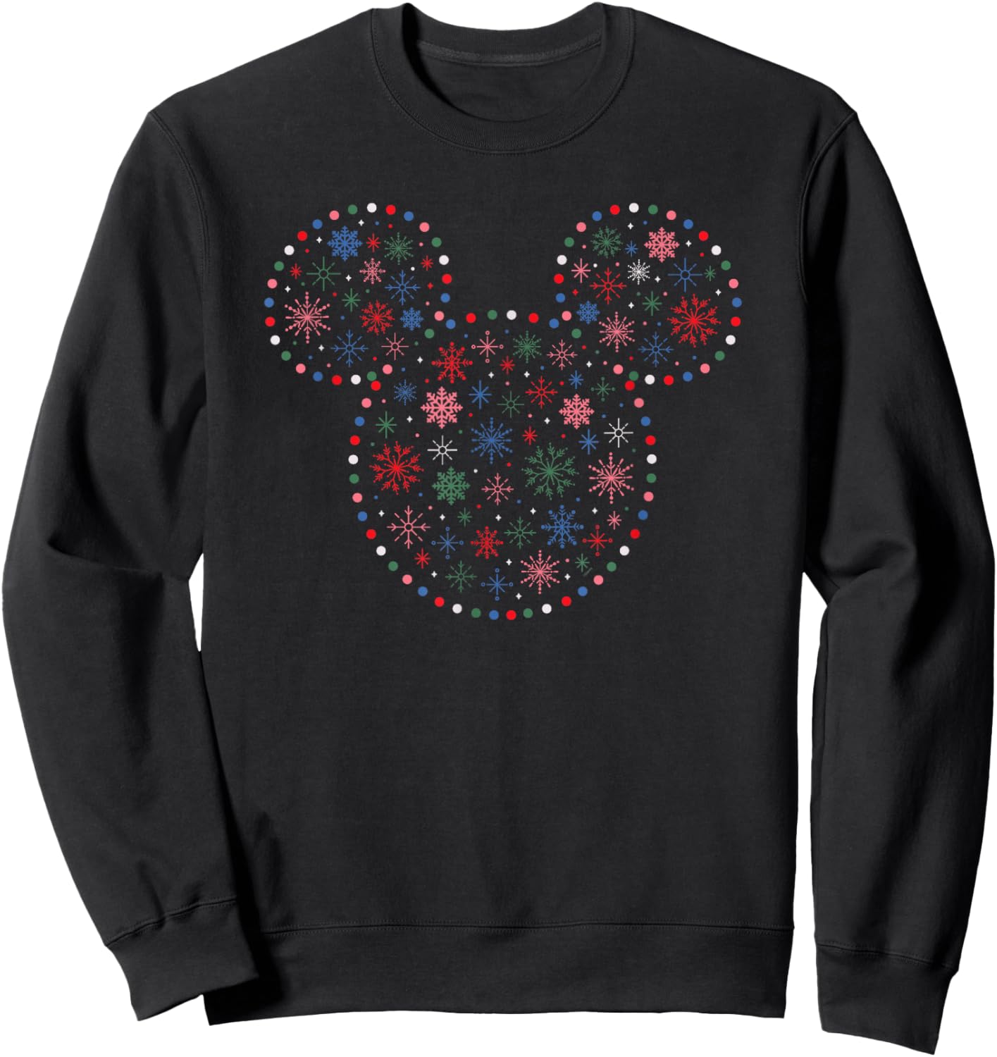 Disney Mickey Mouse Icon Christmas Holiday Lights Snowflakes Sweatshirt - Sweatshirt | Black