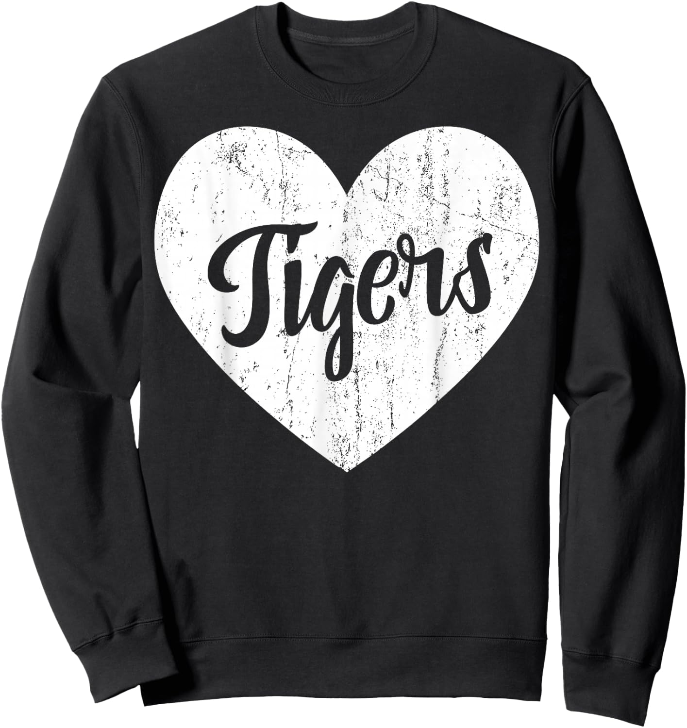 Tigers School Sports Fan Team Spirit Mascot Cute Heart Gift Sweatshirt - Sweatshirt | Black