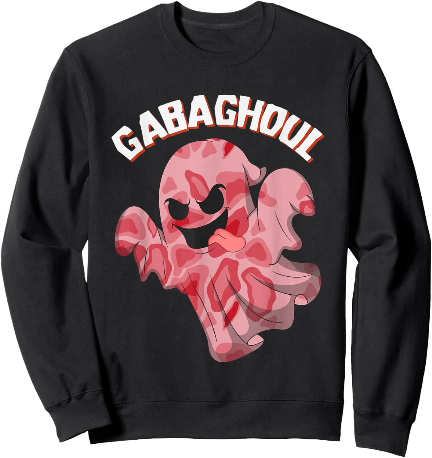Gabaghoul Ghost Italian Ham Halloween Gabagool Parody Sweatshirt - Sweatshirt | Black