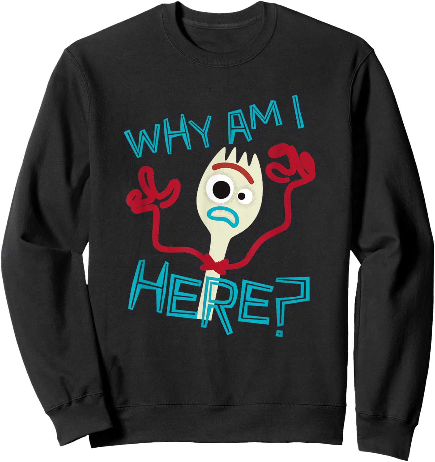 Disney Pixar Toy Story 4 Cute Forky Why Am I Here? Logo Sweatshirt - Sweatshirt | Black
