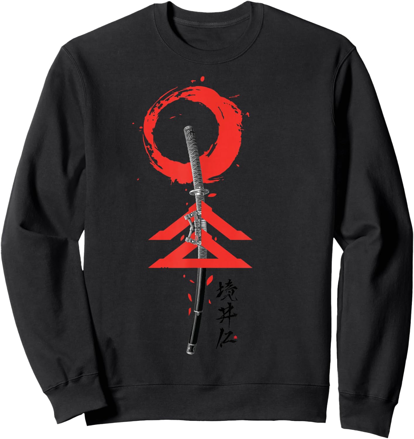 The Japanese Spirits Samurai Warrior Sword Sweatshirt - Sweatshirt | Black