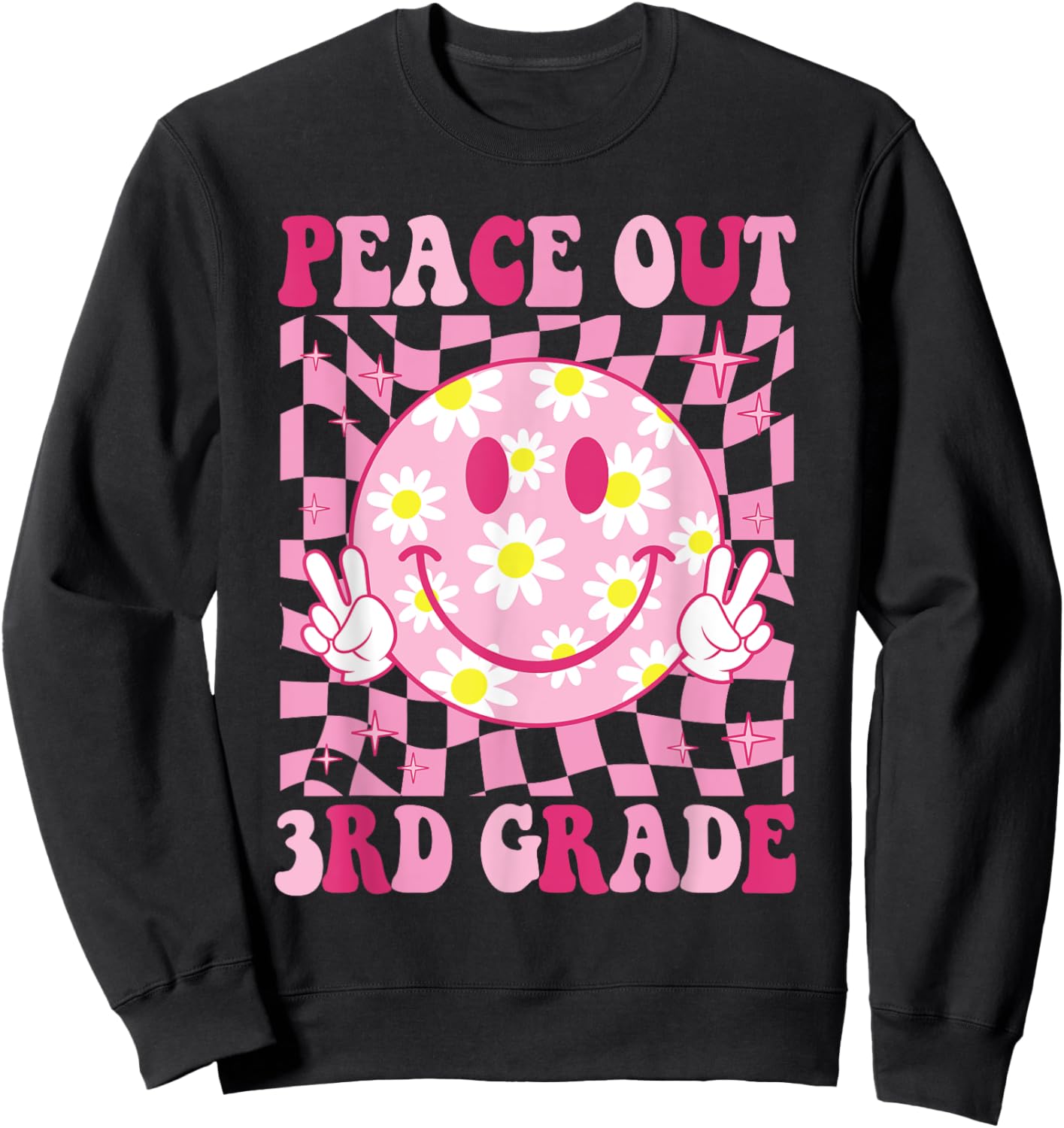 Peace Out 3rd Grade Groovy Last Day of 3rd Grade Graduation Sweatshirt - Sweatshirt | Black