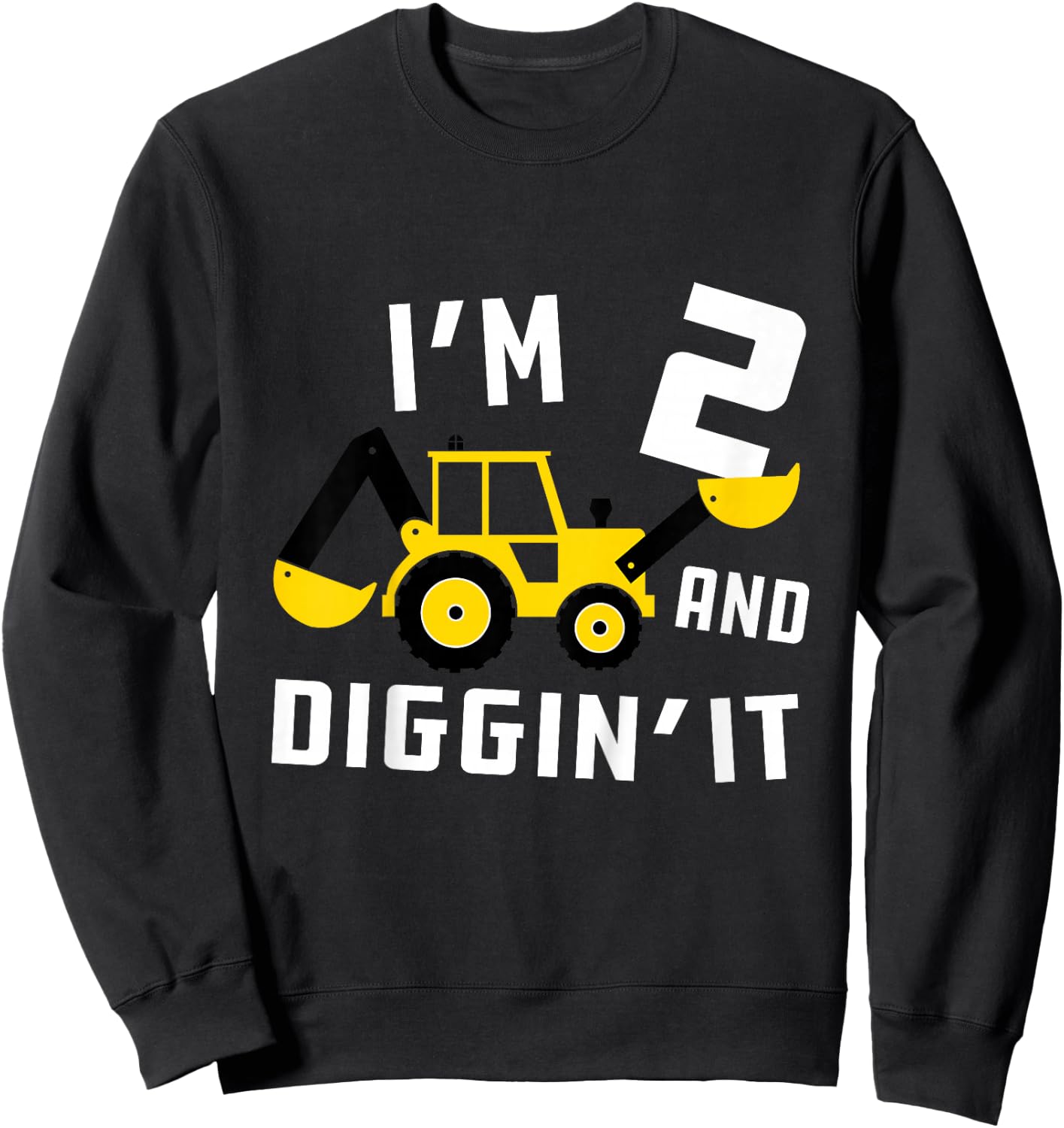 Kids Construction Birthday I'm 2 And Digging It Sweatshirt - Sweatshirt | Black