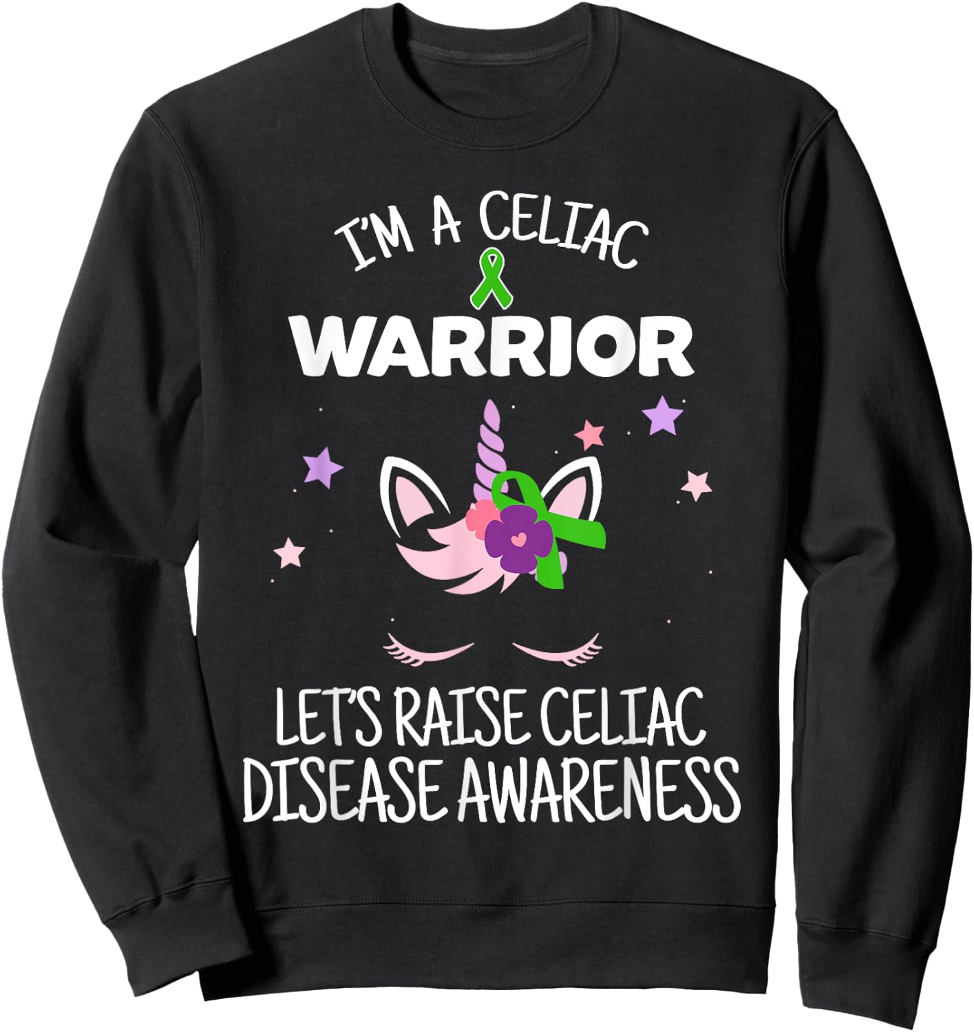 Unicorn Celiac Warrior, Celiac Disease Awareness Sweatshirt - Sweatshirt | Black