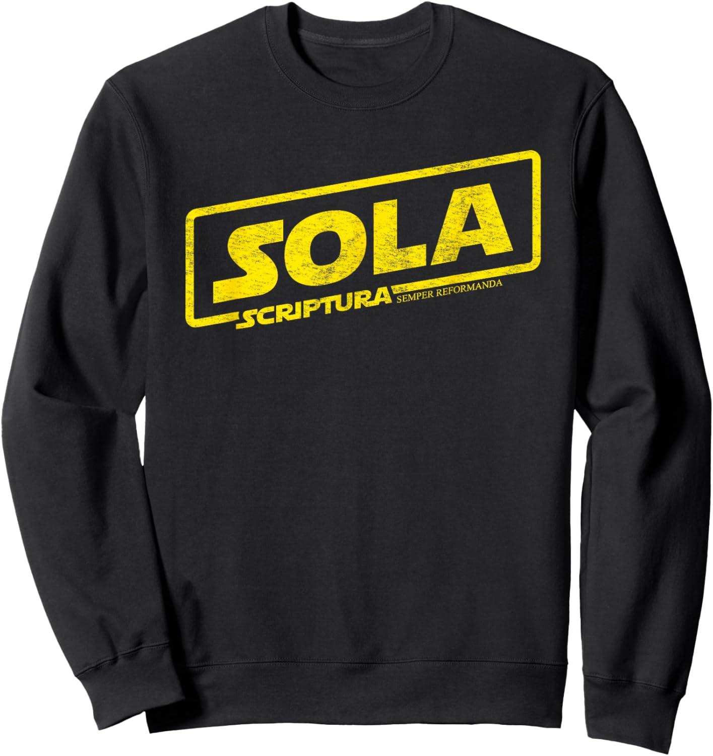 Reformation Sola Scriptura Theology Distressed Graphic Sweatshirt - Sweatshirt | Black
