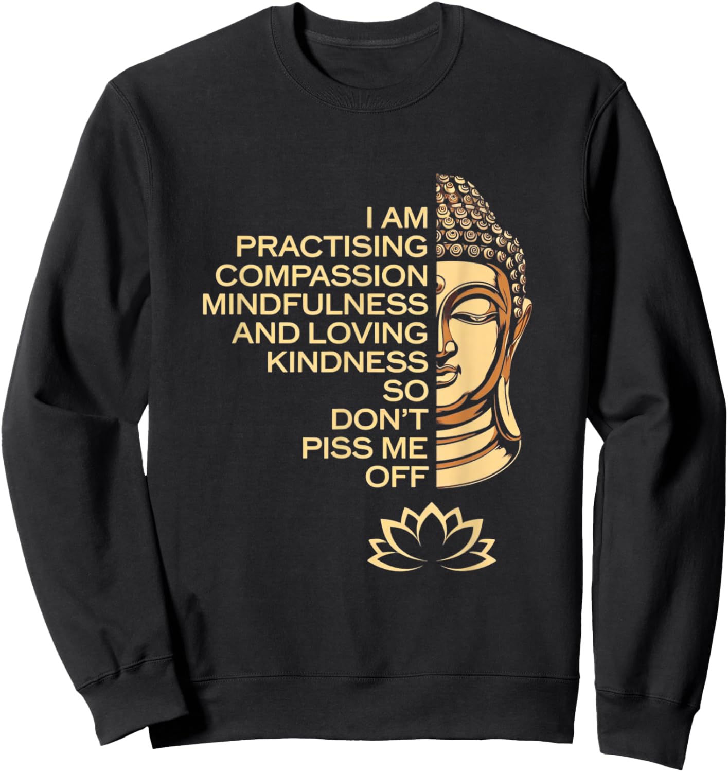I am Practicing Mindfulness Compassion So Don't Piss Me Off Sweatshirt - Sweatshirt | Black