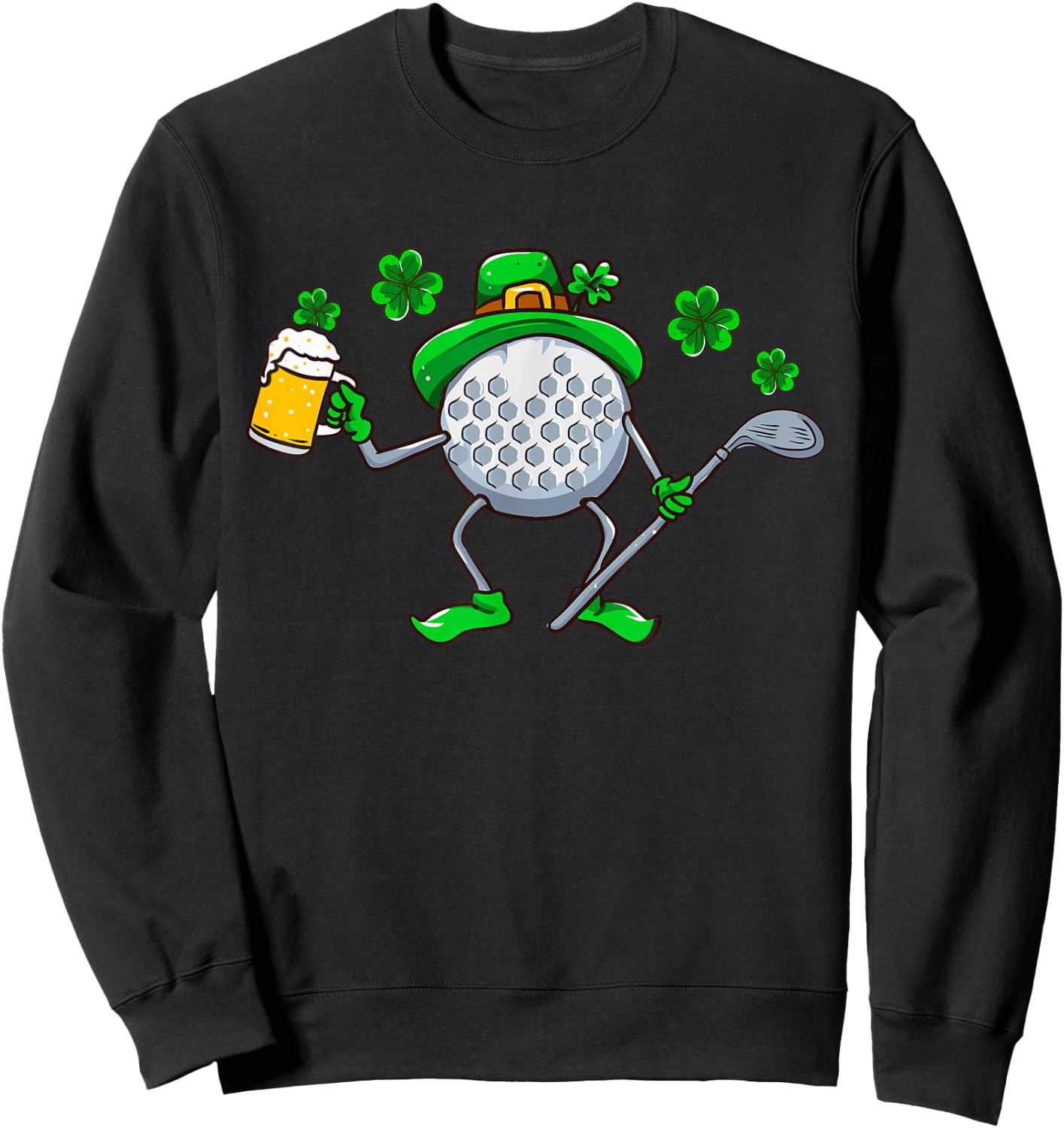 St Patricks Day Golf Golfing Irish Golfer Beer Humor Men Dad Sweatshirt - Sweatshirt | Black