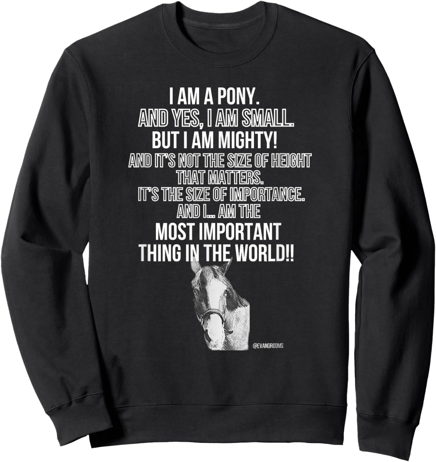 Piper The Talking Pony - Small But Mighty Sweatshirt - Sweatshirt | Black