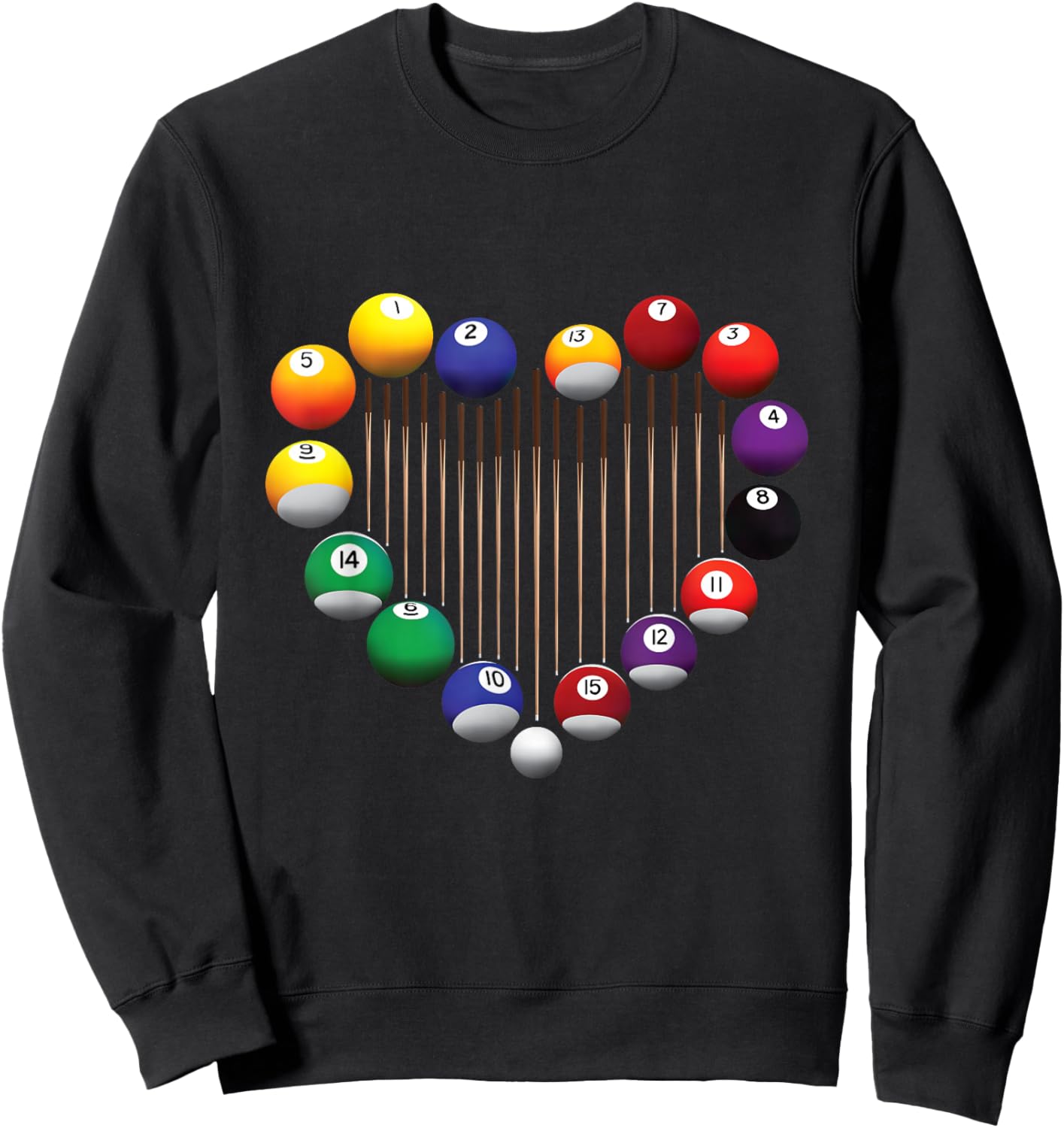 Billiard Pool Billiard Ball Billiard Player Lover Heart Men Small Sweatshirt - Sweatshirt | Black