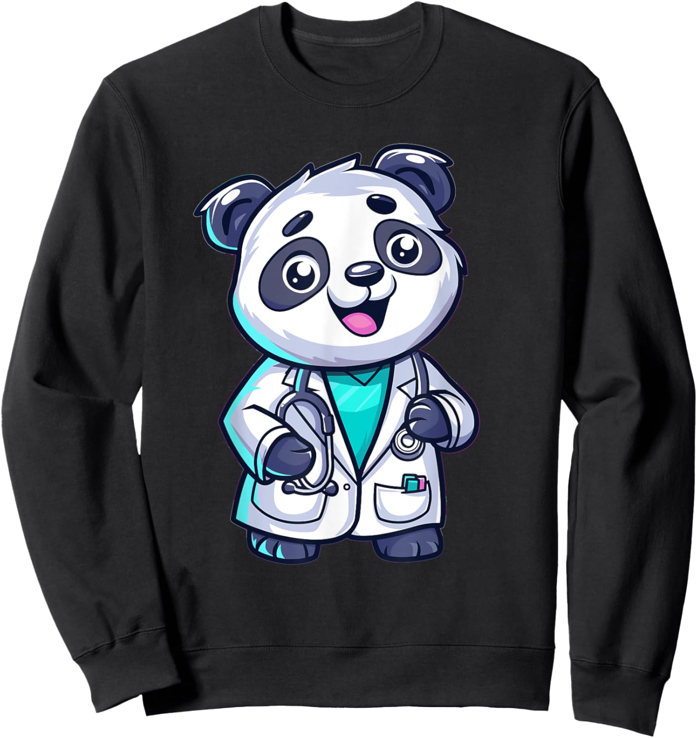 Cute Doctor Panda Sweatshirt - Sweatshirt | Black