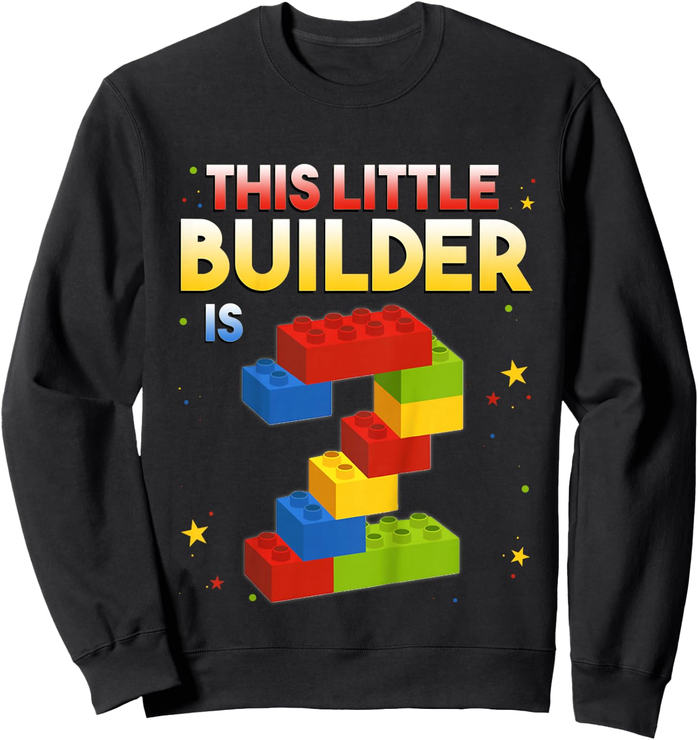 2 Years Old Builder Boy Girl Gift Building Blocks Birthday Sweatshirt - Sweatshirt | Black