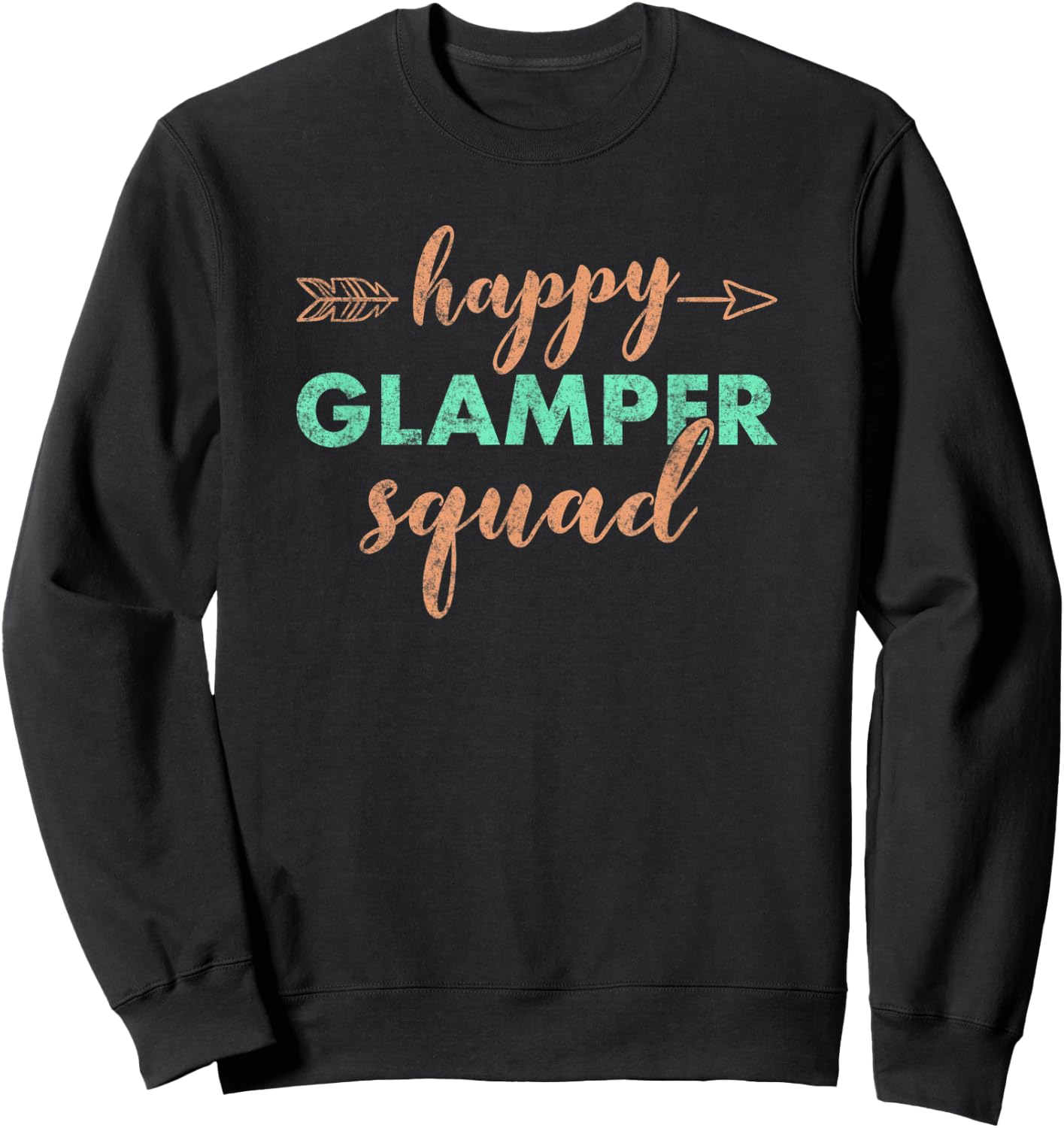 Retro Funny Glamping Squad Glamper Happy Camping Gift Sweatshirt - Sweatshirt | Black
