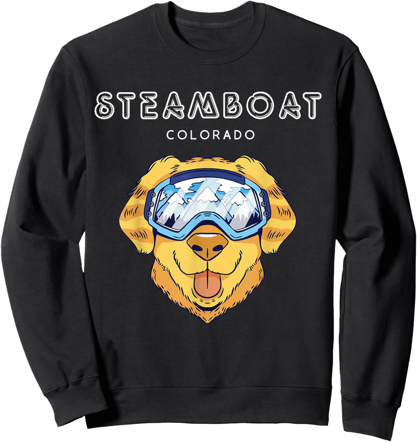 Steamboat Colorado - Funny Dog Ski Googles Sweatshirt - Sweatshirt | Black