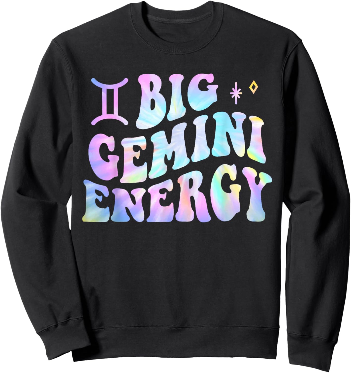 Gemini Big Energy Retro Smile Flower Zodiac Birthday Sweatshirt - Sweatshirt | Black
