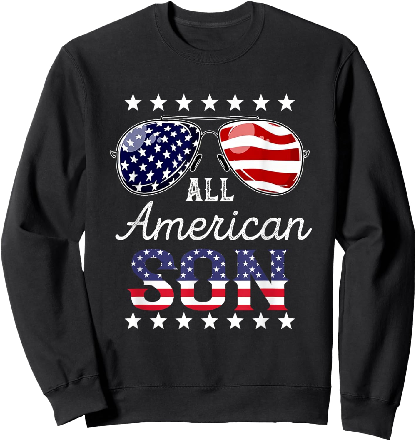 All American Son 4th of July Sunglasses Family Women Men Sweatshirt - Sweatshirt | Black