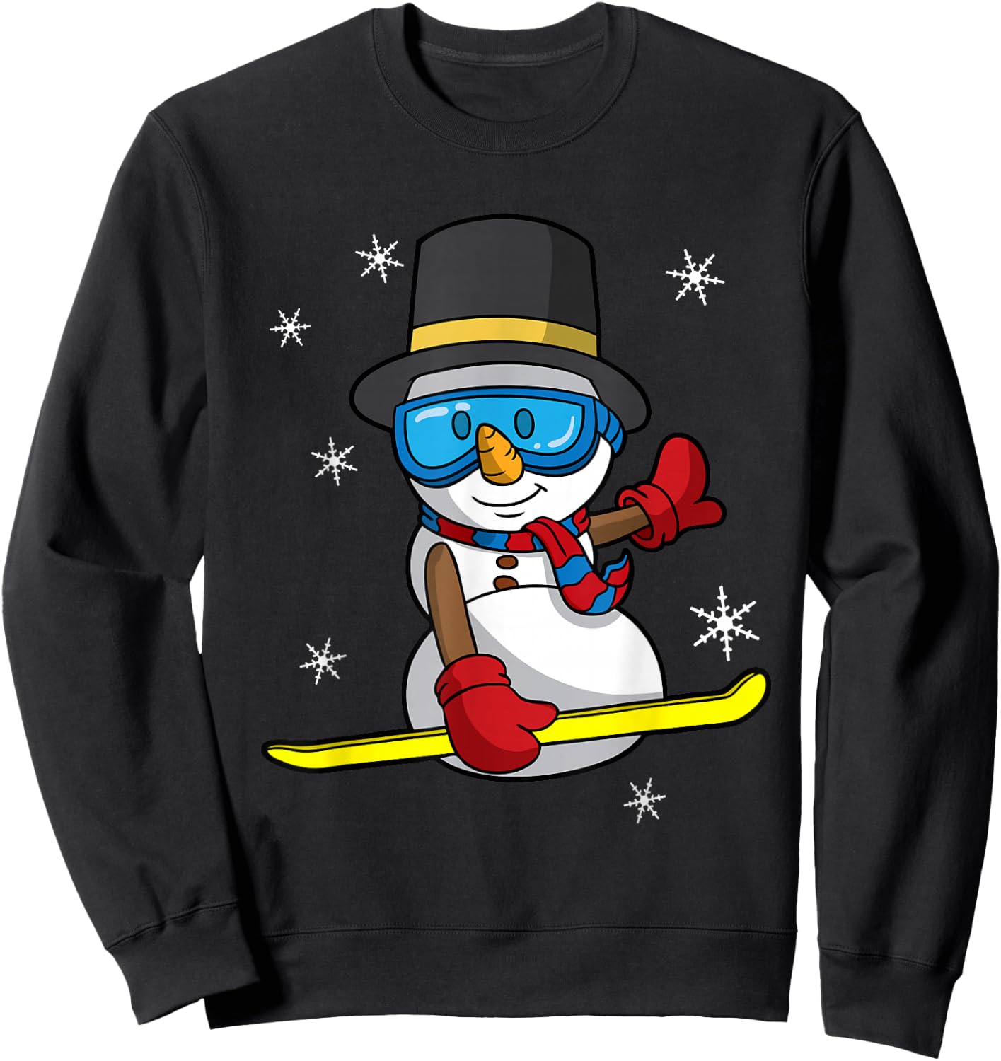 Christmas Snowboarding Snowman Snowboarder Snowboard Sweatshirt - Sweatshirt | Black