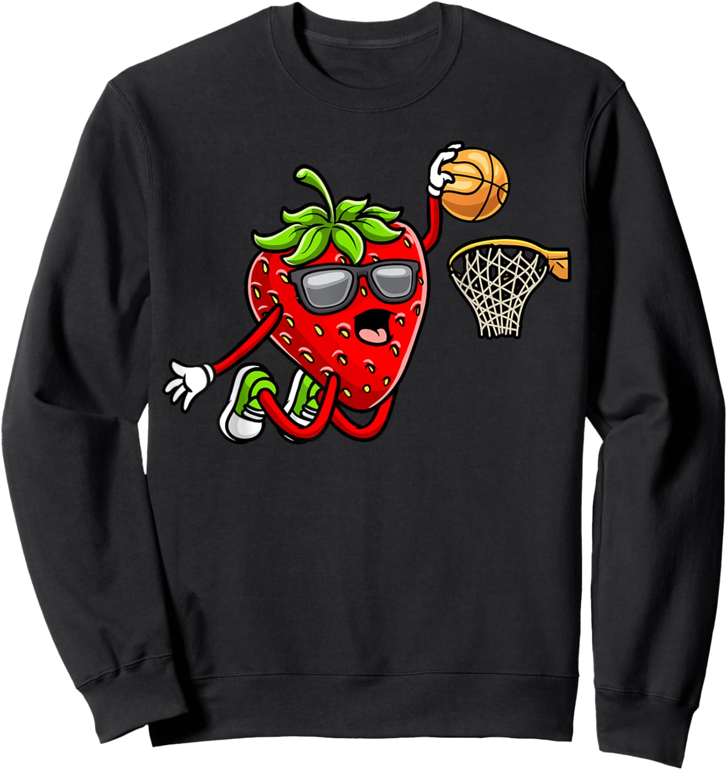 Strawberry Playing Basketball Fruit Lover Basketball Player Sweatshirt - Sweatshirt | Black