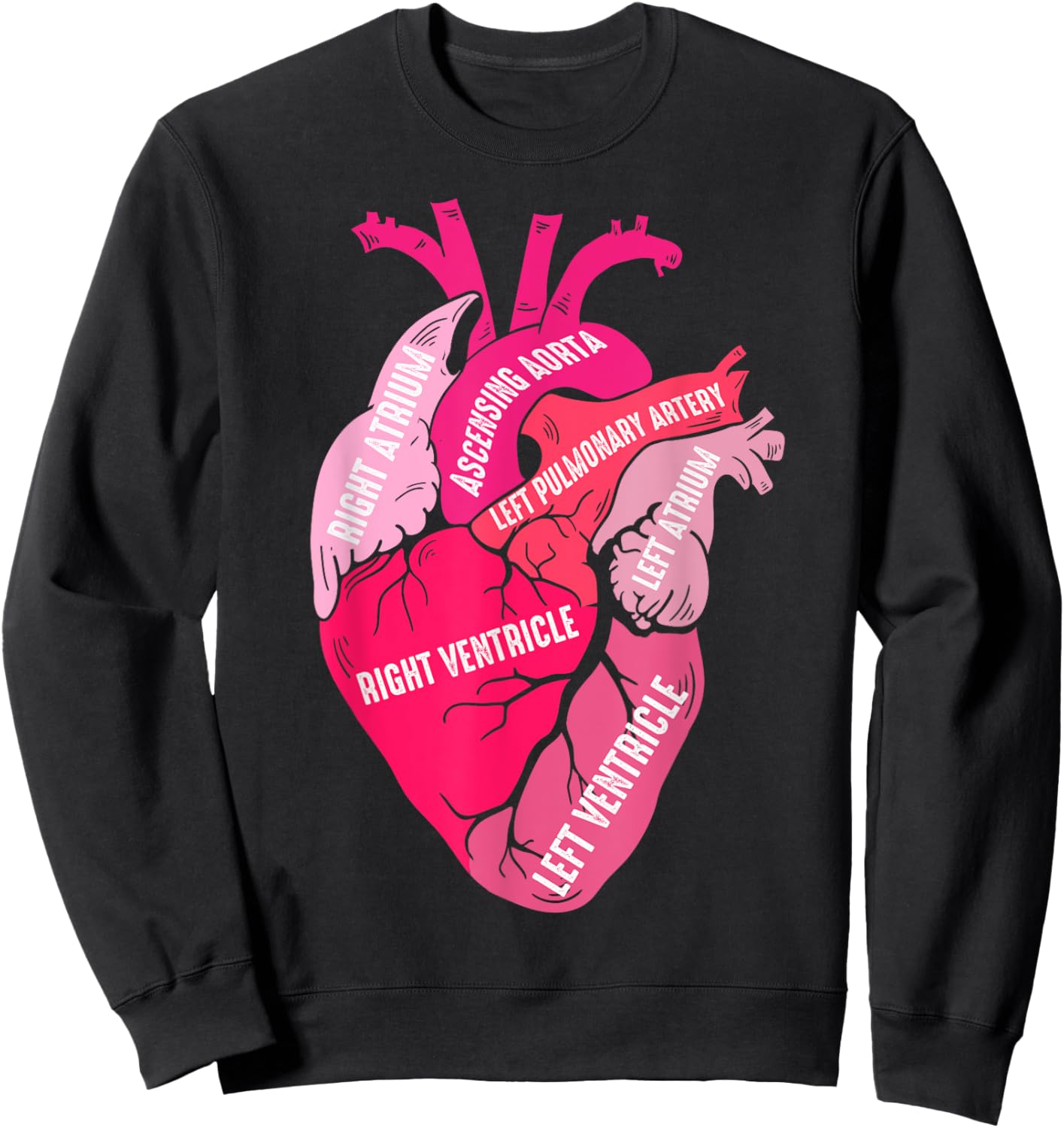 Parts Of Heart Cardiology Men Women Anatomical Cardiac Sweatshirt - Sweatshirt | Black