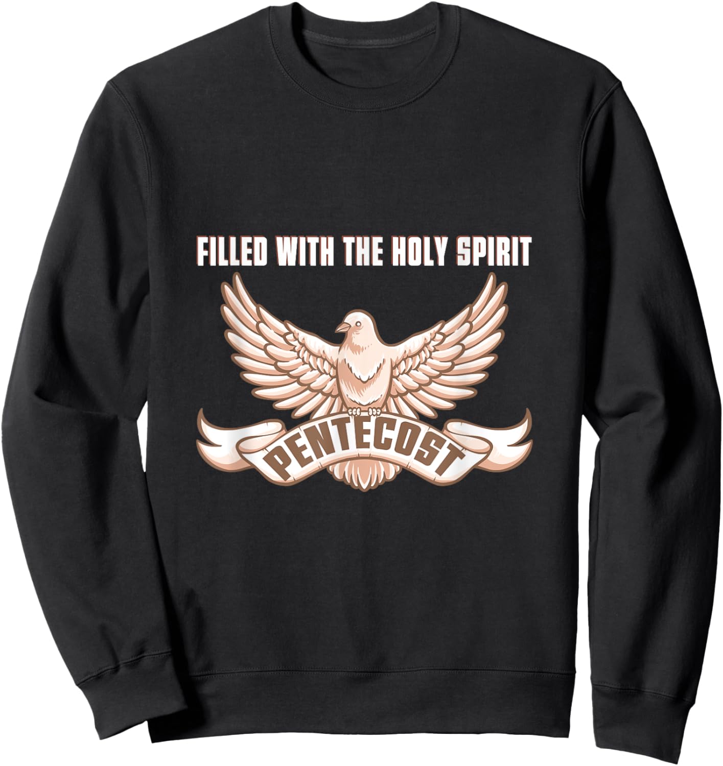 Pentecost Doves Tongues of Fire Flame Holy Spirit Catholic Sweatshirt - Sweatshirt | Black