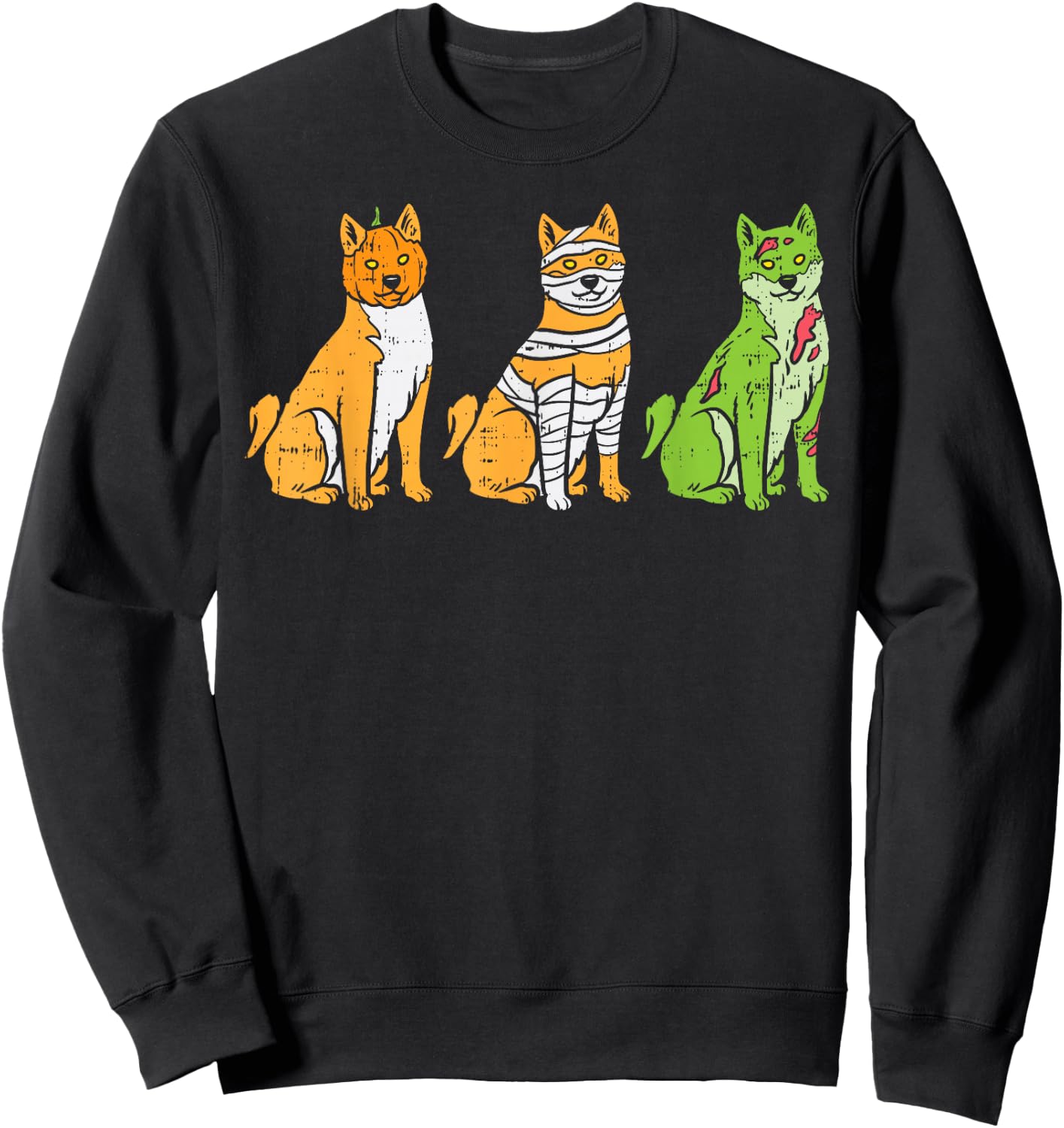 Pumpkin Mummy Zombie Shiba Inu Dog Halloween Akita Gift Sweatshirt - Sweatshirt | Black