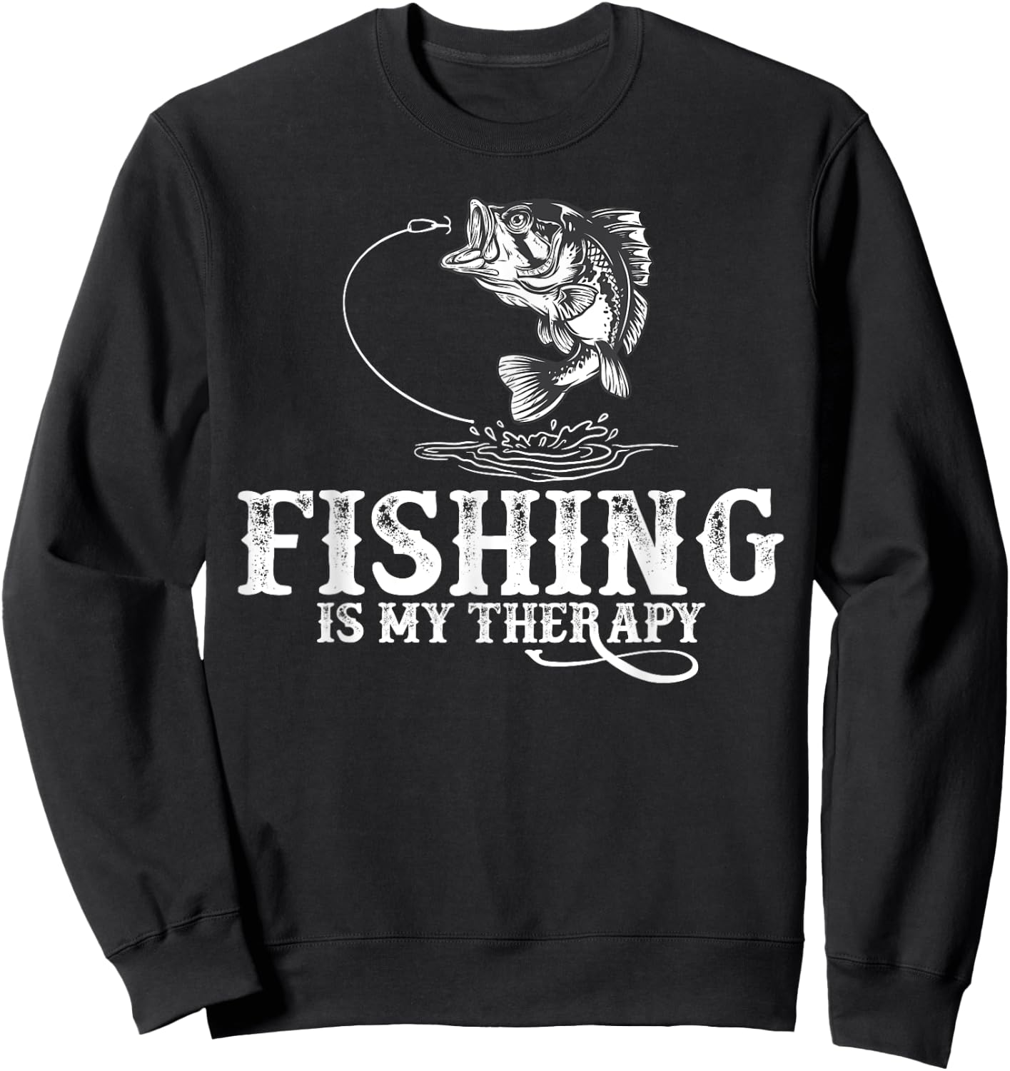 Fishing is My Therapy Funny Fishermen Sweatshirt - Sweatshirt | Black