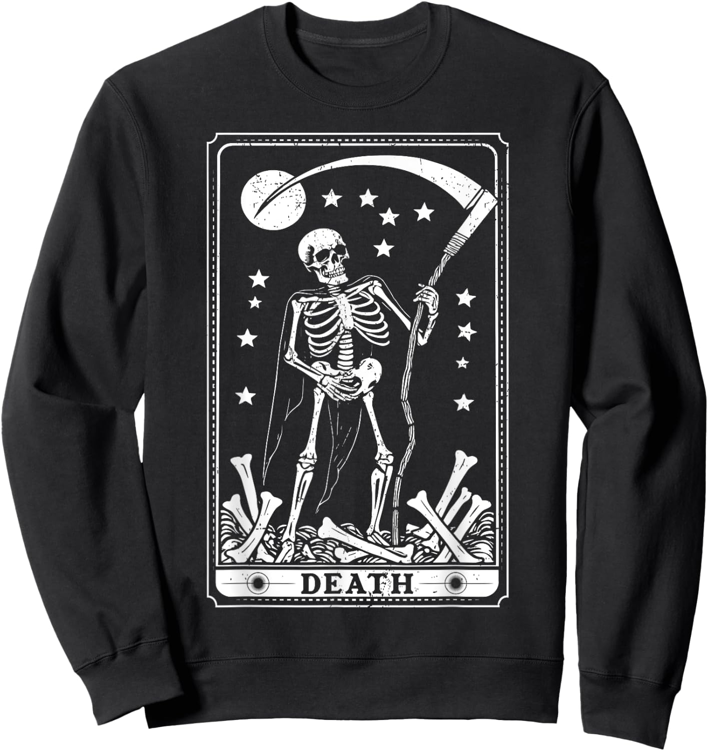 Retro Death Skeleton Tarot Card Astrology Happy Halloween Sweatshirt - Sweatshirt | Black
