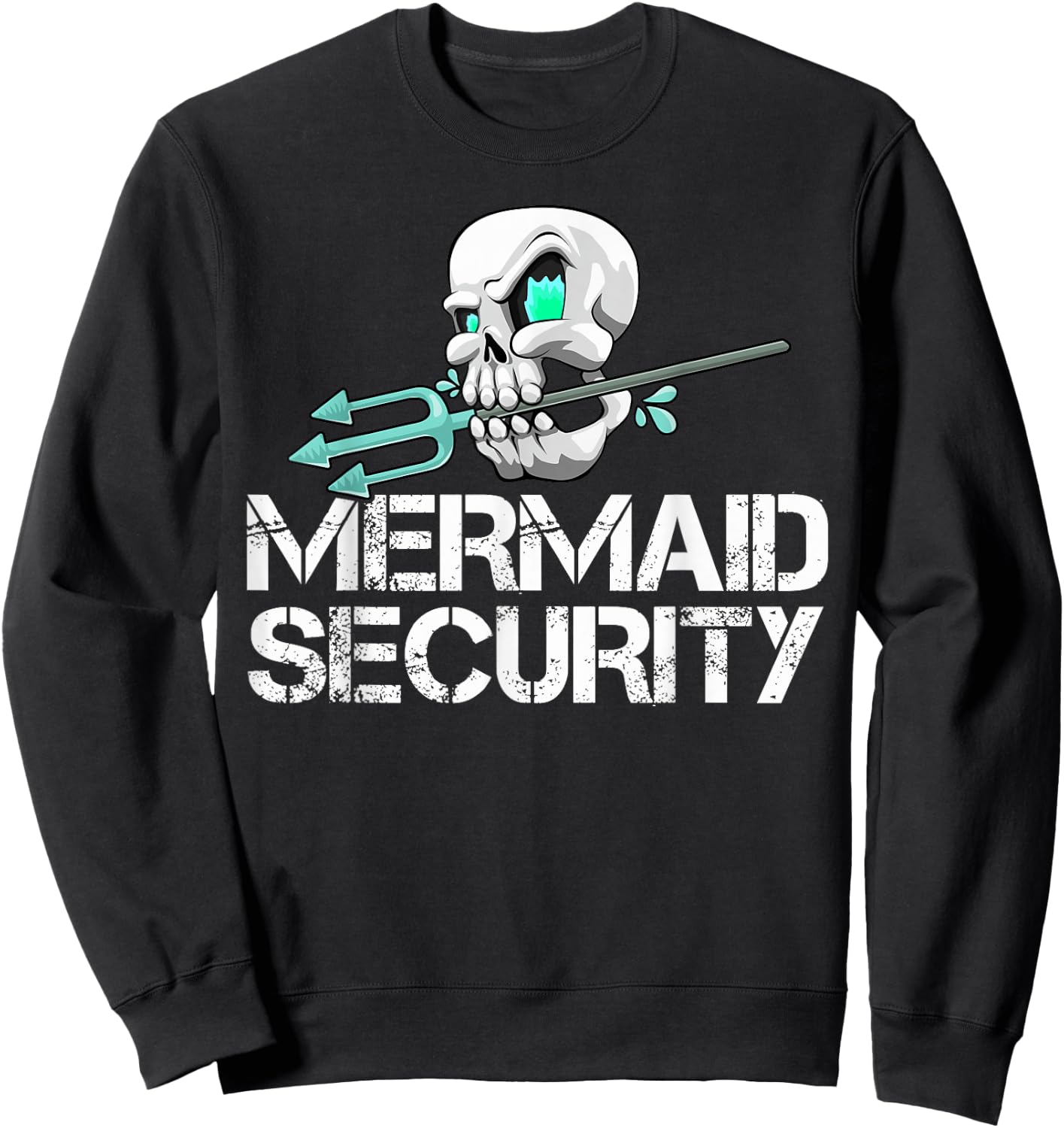 Mermaid Security Shirt Men Pirate Skull Swim Team Swimmer Sweatshirt - Sweatshirt | Black