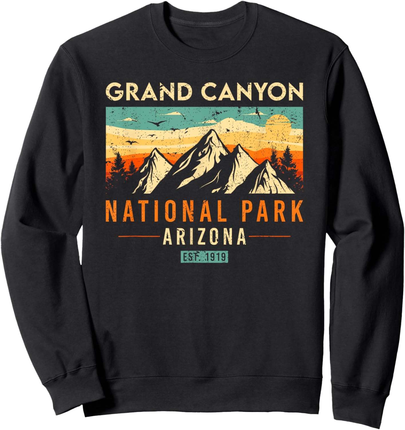 Grand Canyon Est 1919 Arizona Vintage Retro National Park Sweatshirt - Sweatshirt | Black