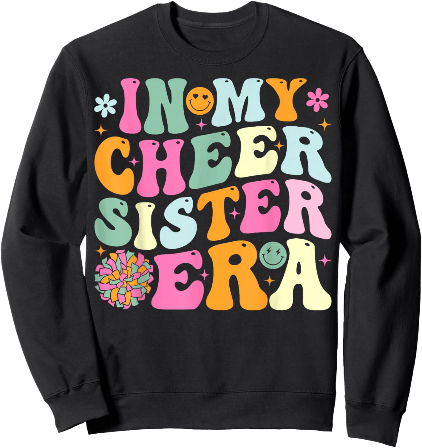 Groovy In My Cheer Sister Era Cheerleading Sweatshirt - Sweatshirt | Black