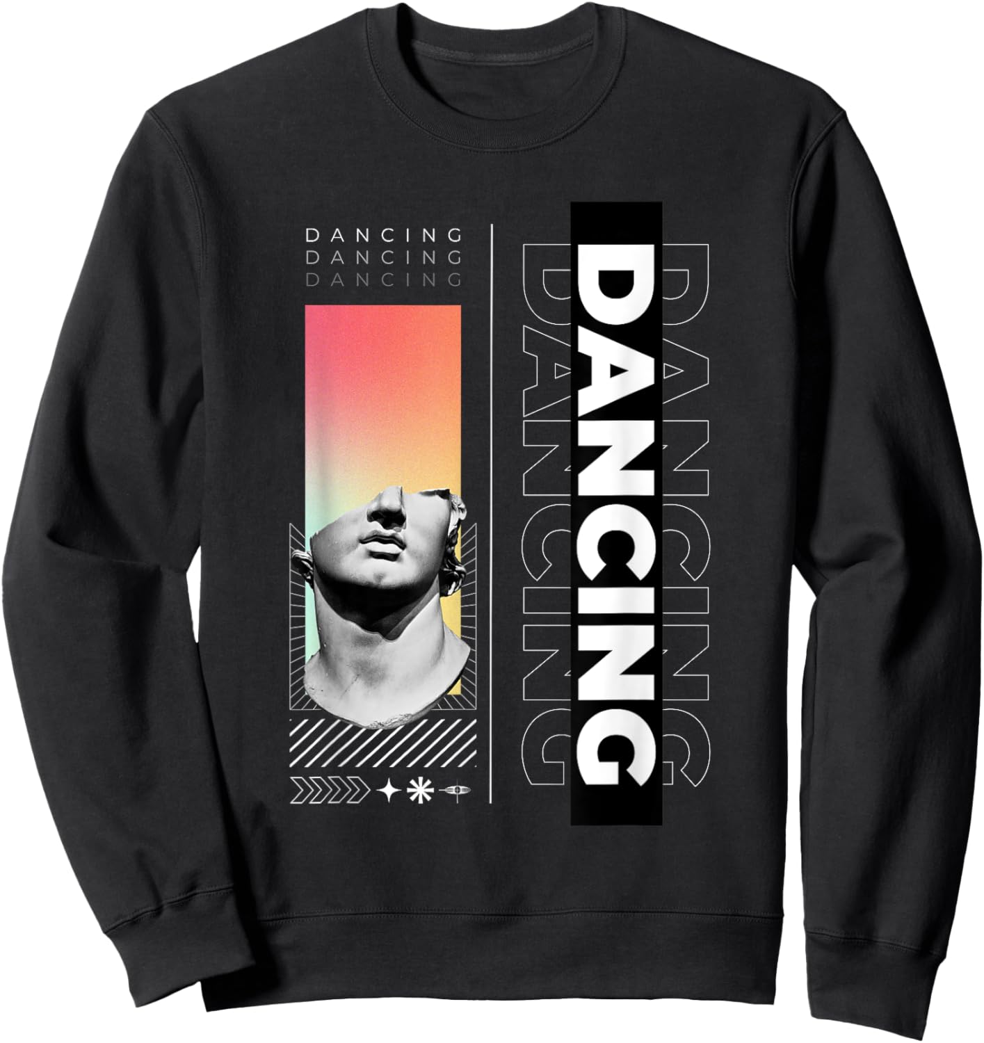 Dancing Greek Statue Ancient Mythology Pose Sculpture Sweatshirt - Sweatshirt | Black