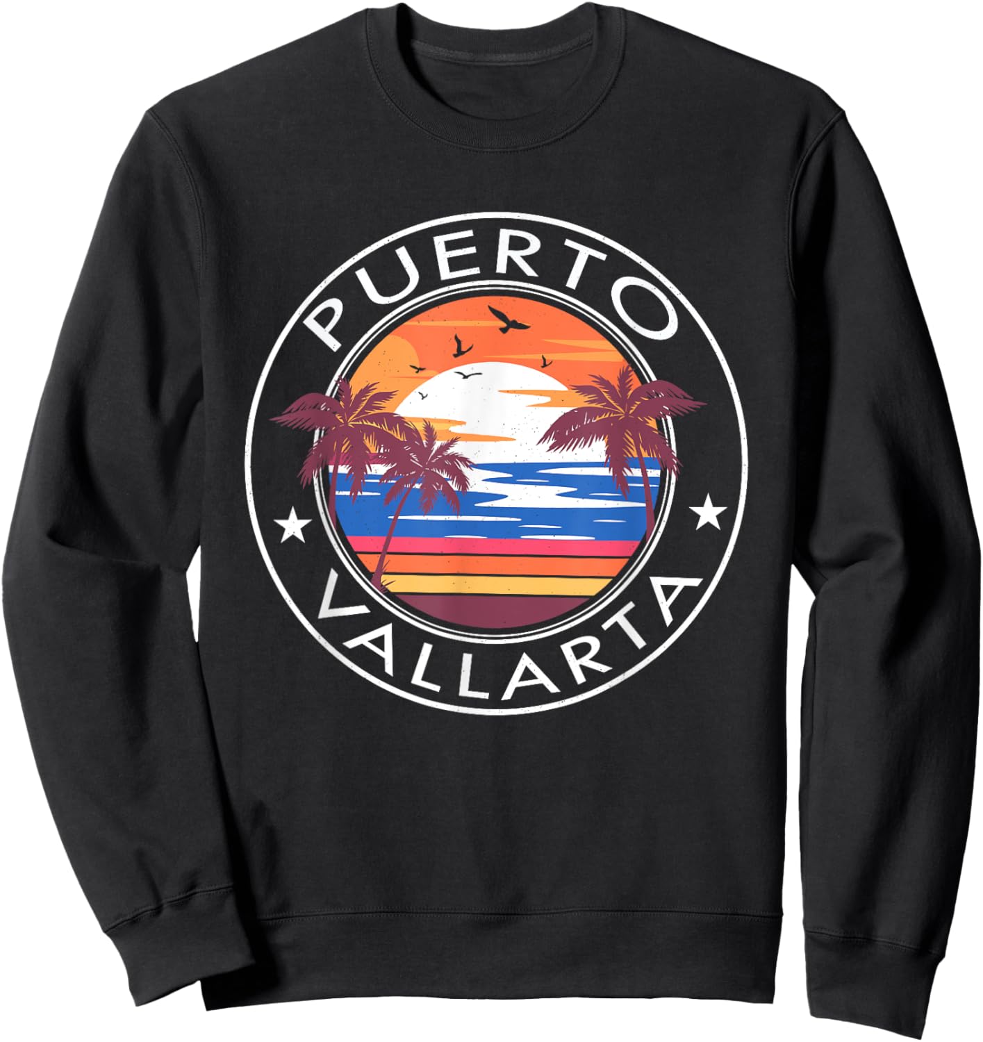 Puerto Vallarta Retro Beach Summer Vacation Trip Family Sweatshirt - Sweatshirt | Black
