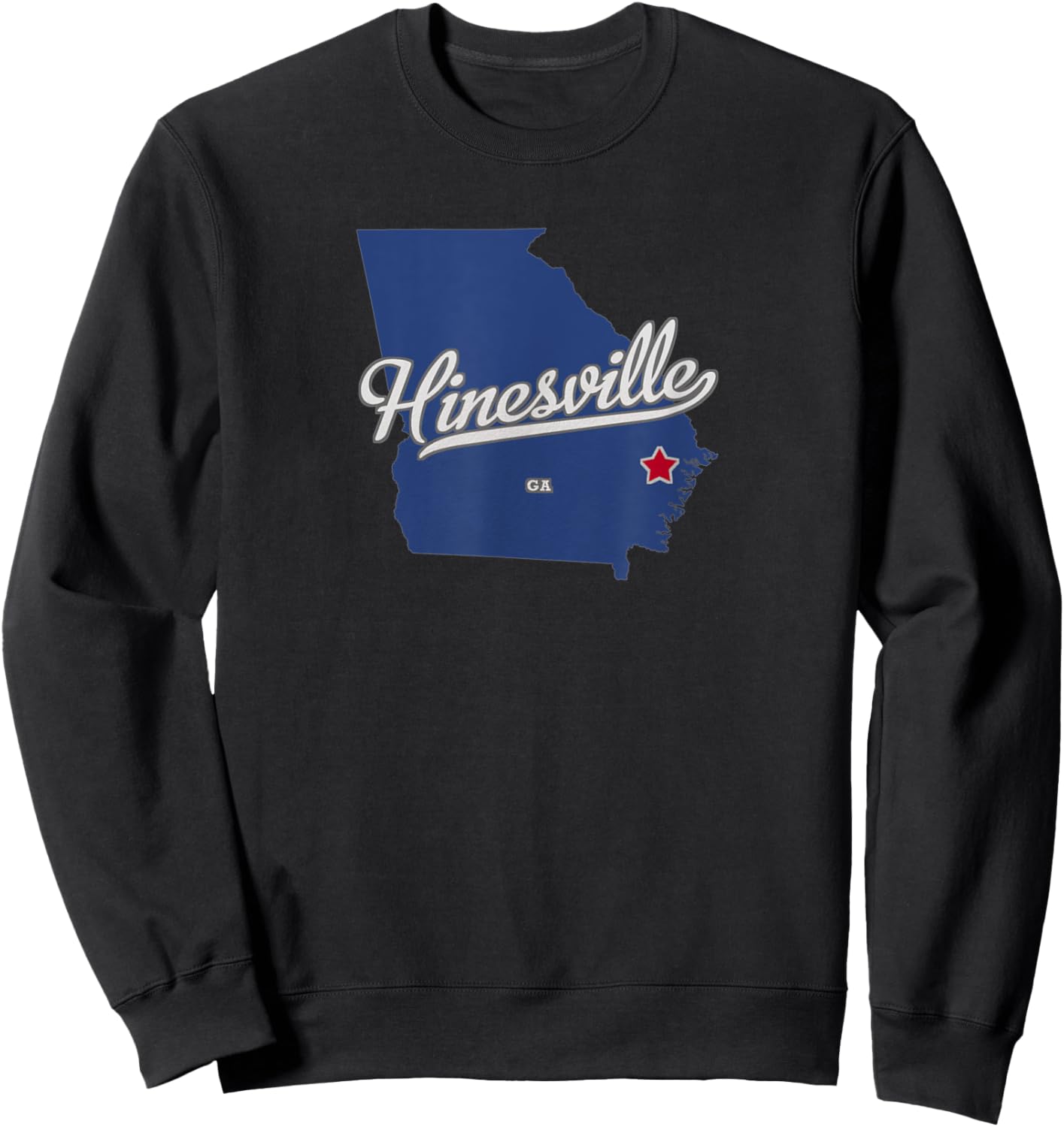 Hinesville Georgia GA Map Sweatshirt - Sweatshirt | Black