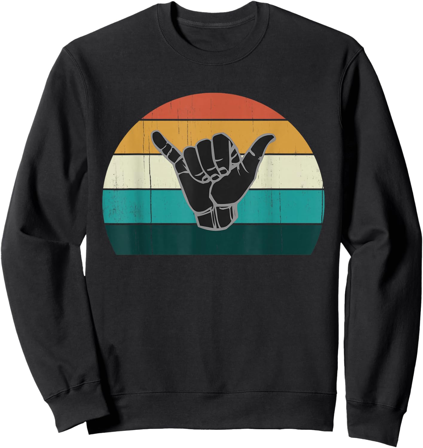 Shaka & Surf Sign - Cool Vintage Surfer/Surfing Gift Sweatshirt - Sweatshirt | Black