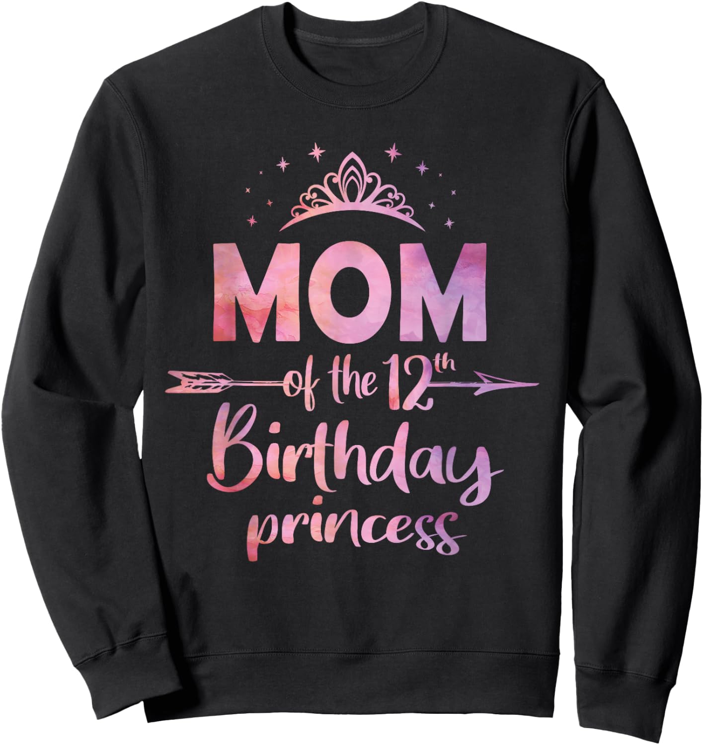 Mom Of The 12th Birthday Princess Girl 12 Years Old B-day Sweatshirt - Sweatshirt | Black
