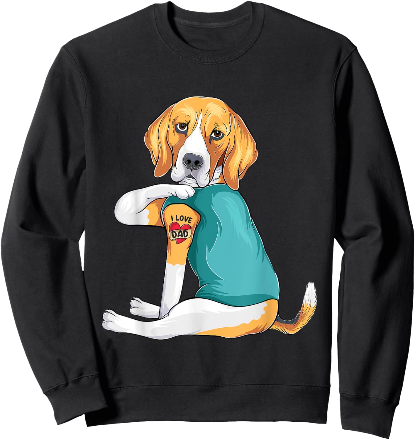 Father's Day gift funny dog Dad Beagle i love Dad tattoo Sweatshirt - Sweatshirt | Black