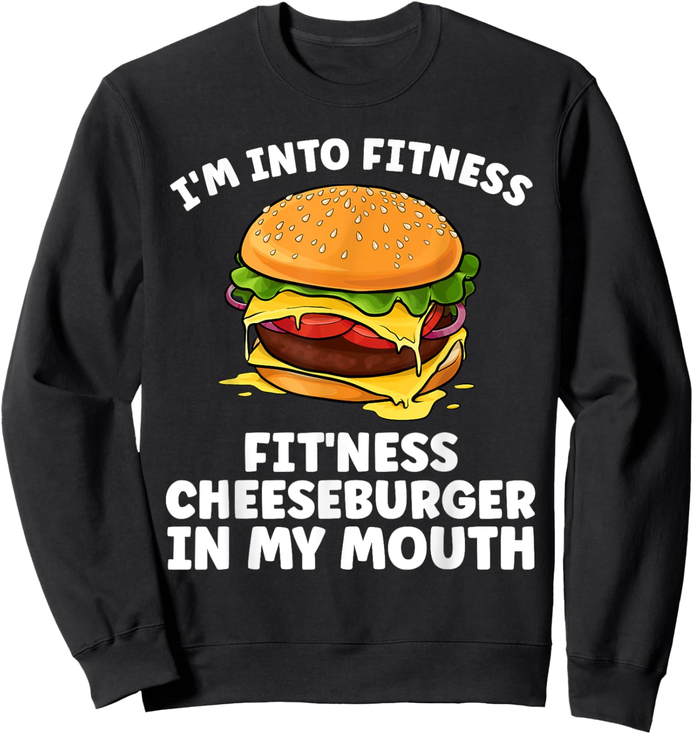 Funny Cheeseburger Women Kids Burger Hamburger Lover Sweatshirt - Sweatshirt | Black