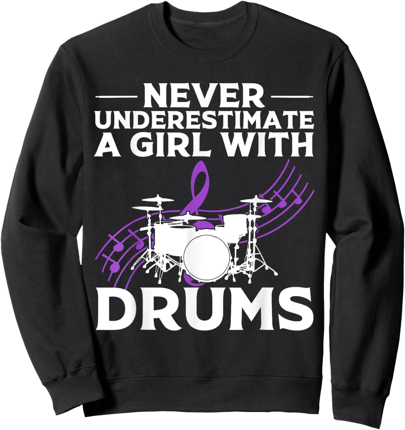 Funny Drummer Art For Girls Women Drumming Drum Set Drummer Sweatshirt - Sweatshirt | Black