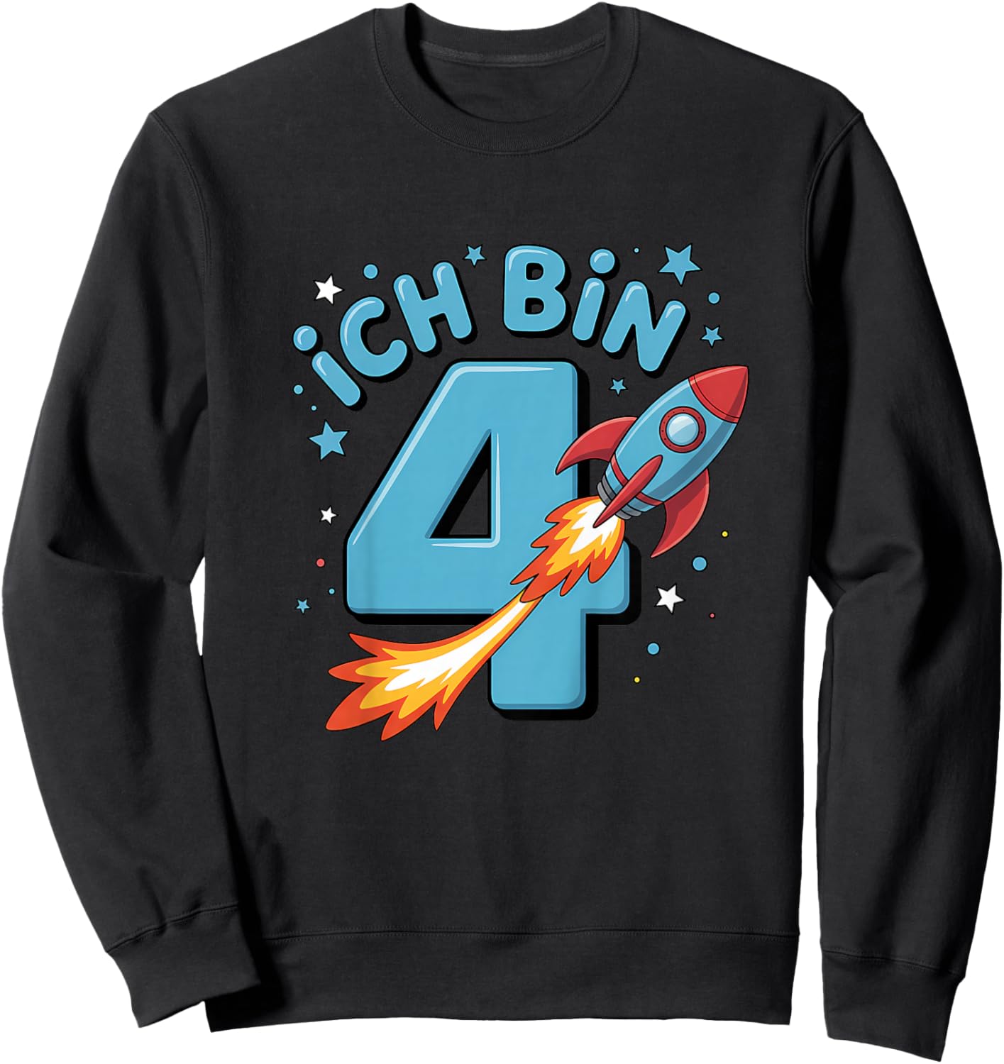 Ich Bin 4 Rakete Geburtstag 4. Geburtstag Junge Weltall Sweatshirt - Sweatshirt | Black