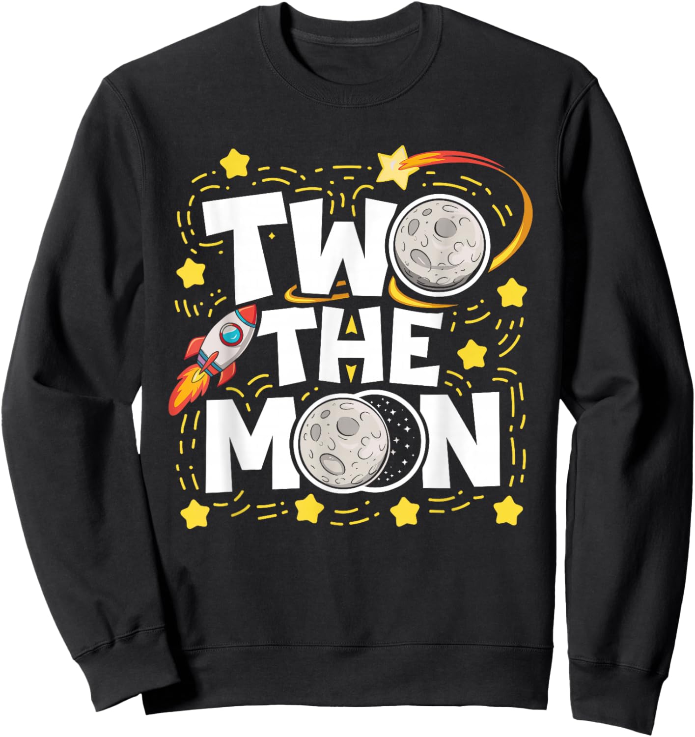 Two The Moon 2nd Birthday Girl Boy 2 Year Old Toddler Sweatshirt - Sweatshirt | Black